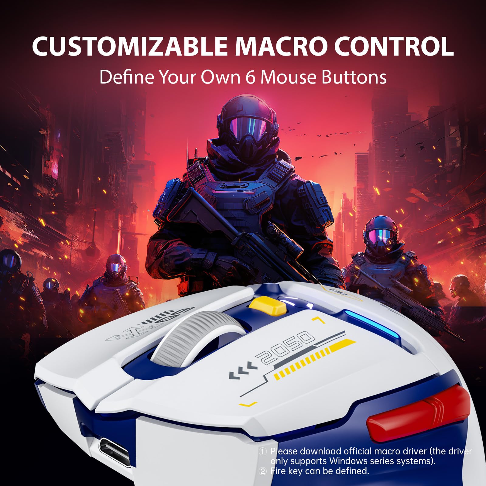 Inphic In9 Wireless Gaming Mouse, True Tri Mode Bluetooth/Type Cwired/2.4G Wireless Mouse, 10000 Dpl, Fully Programmable, Rgb Ba