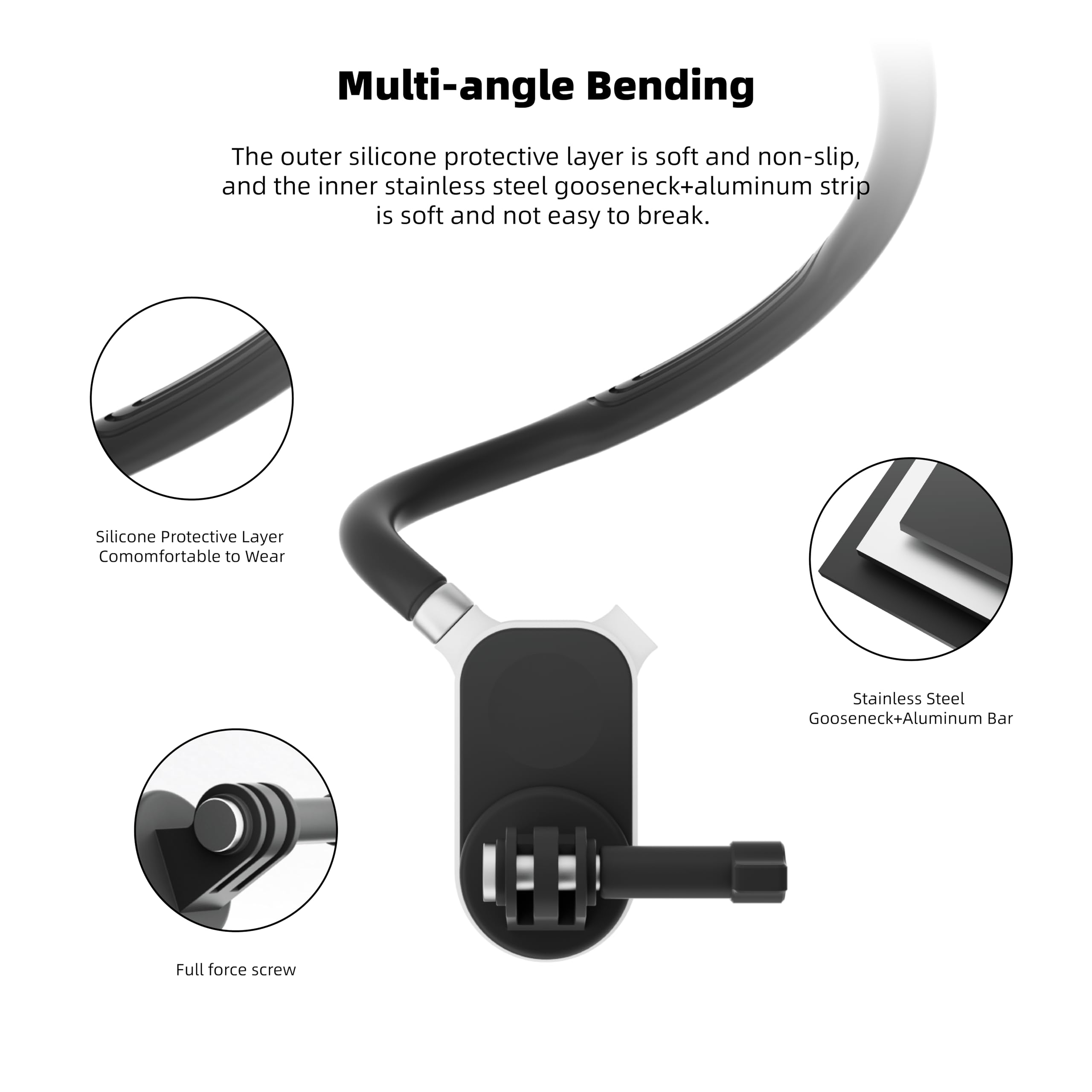 Kalofaye Magnetic Silicone Neck Hanging Pov Selfie Mount With Phone Clip Vertical Mount Kit Hands Free Video Vlog Necklace For G