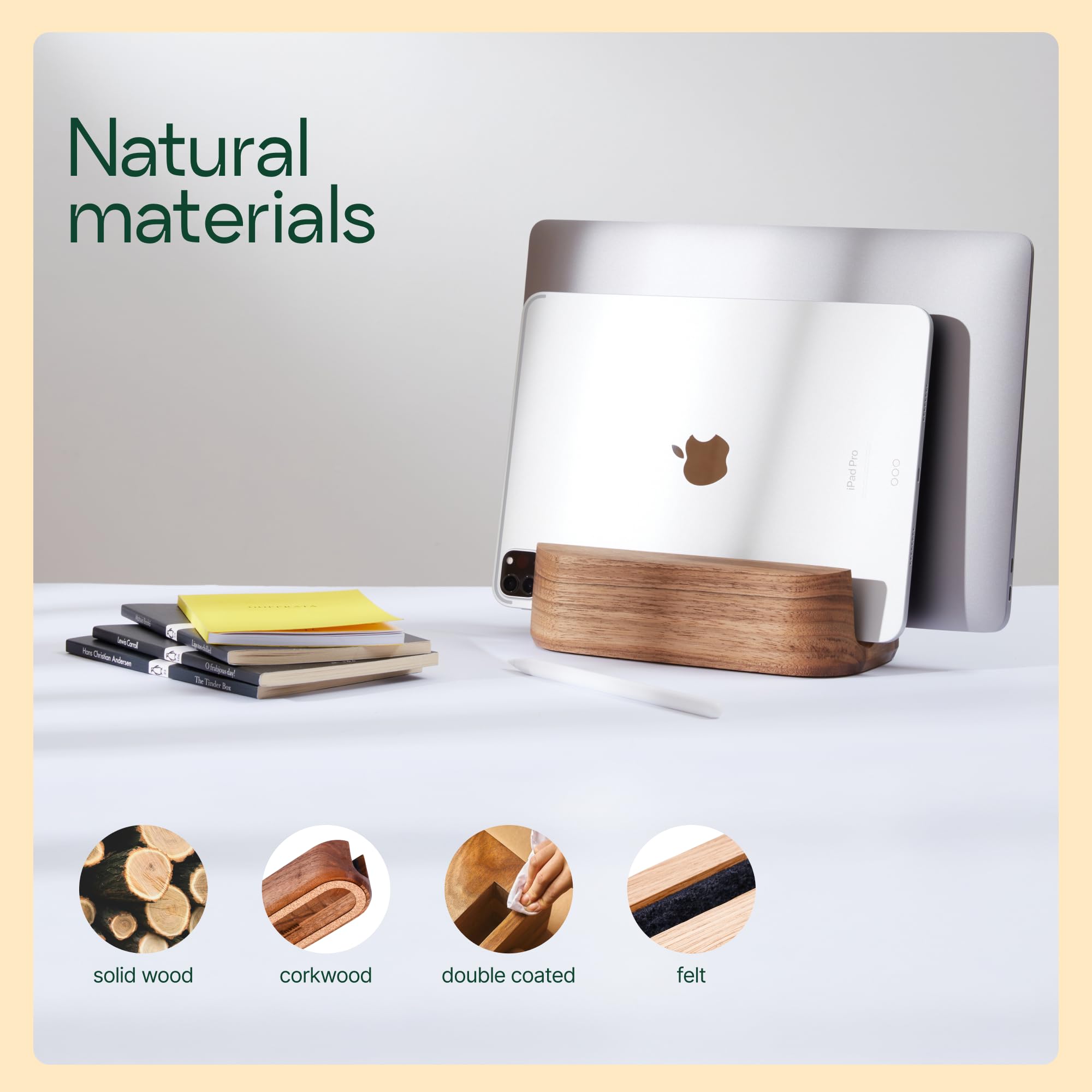 Thehrdwoodcom Laptop Stand Vertical Laptop Holder For Desk - All Macbook Vertical Stand Up To 0.7 Thick - Handmade Macbook Hol