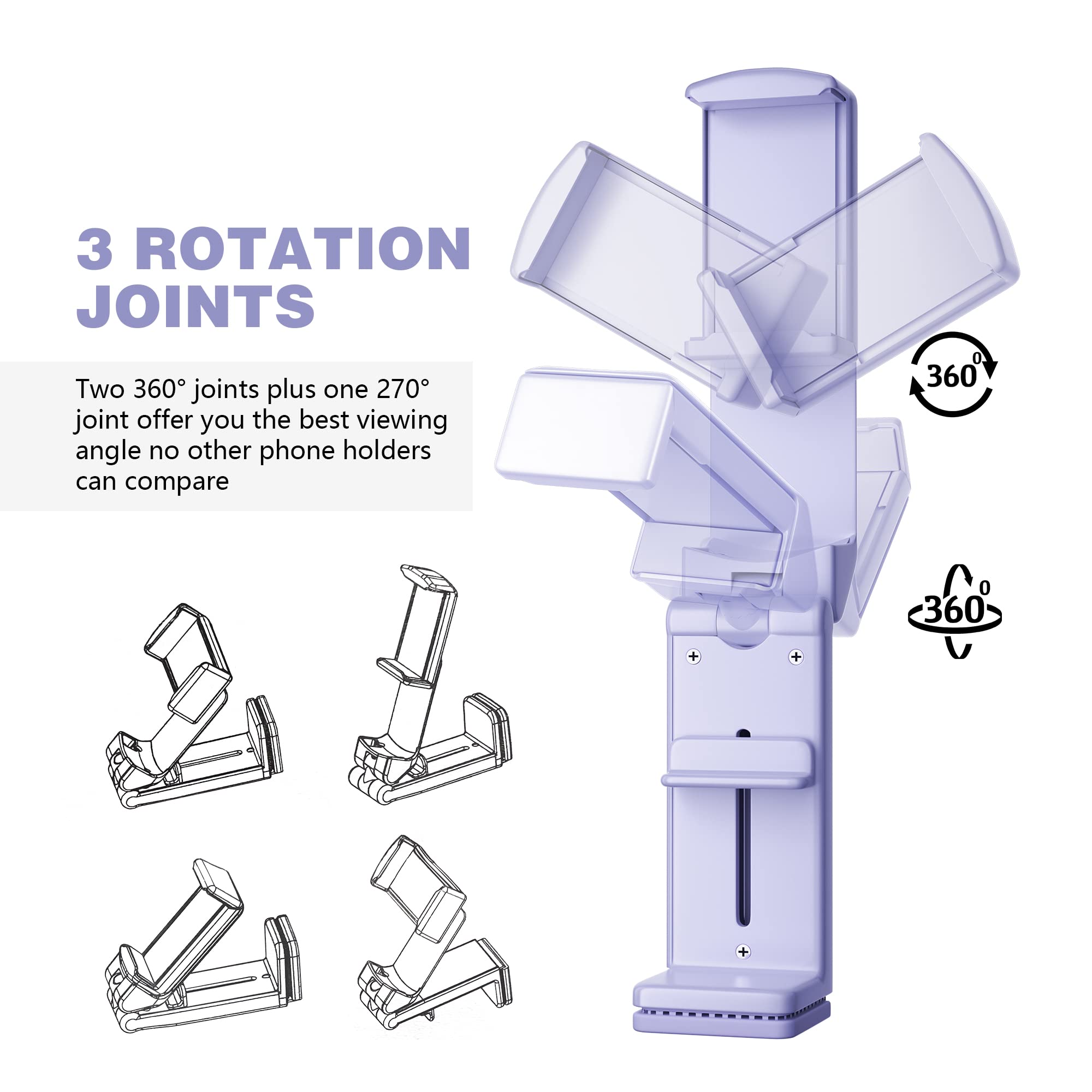 Perilogics Airplane Phone Holder Mount Universal In Flight Hands Free Viewing With Multi-Directional Dual 360 Degree Rotation (L