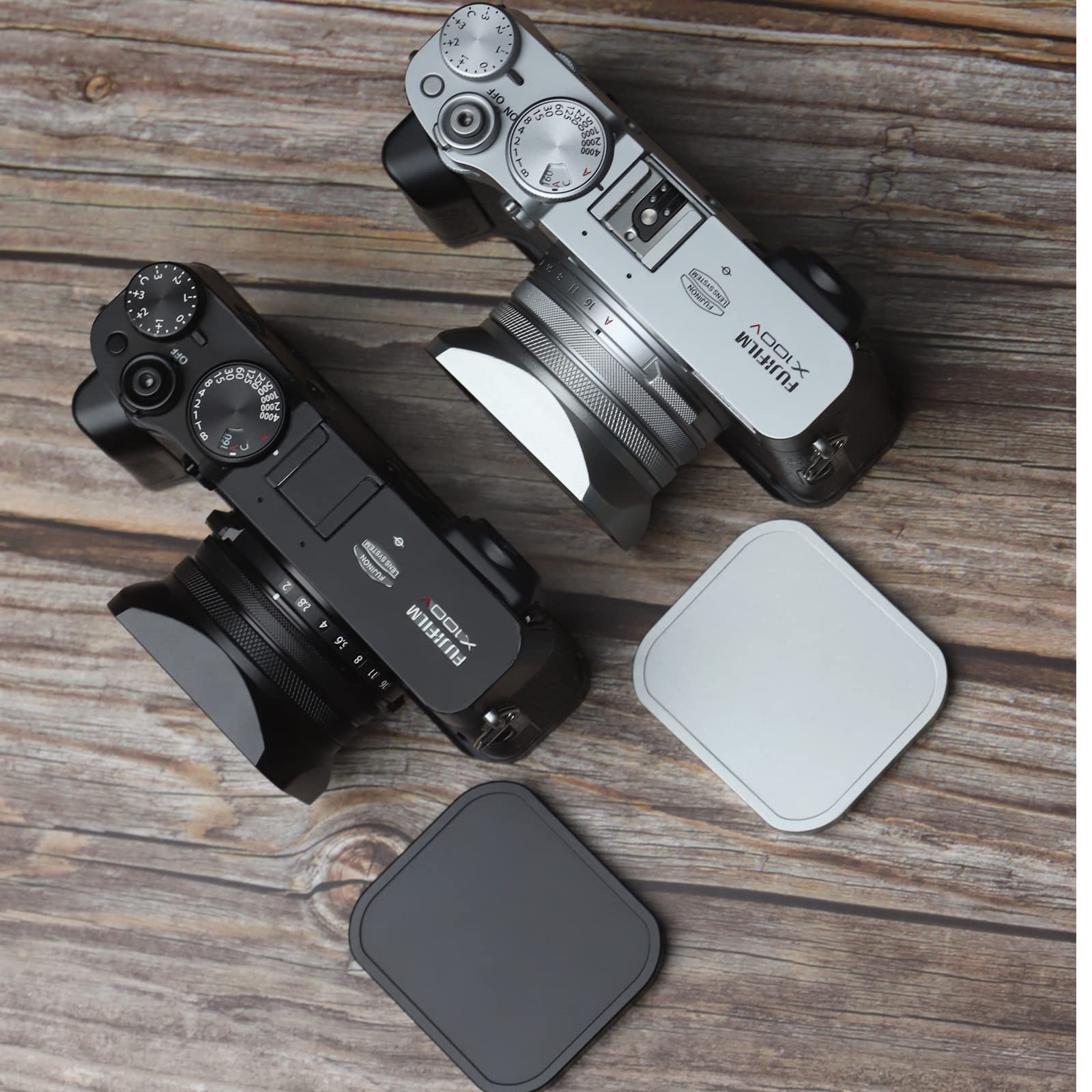 Haoge Lh X200S Square Metal Lens Hood With 49Mm Adapter Ring Metal Cap For Fujifilm X100Vi Fuji X100V X100F X100T X100S X70 Fuji Photo Camera Accessories Silver