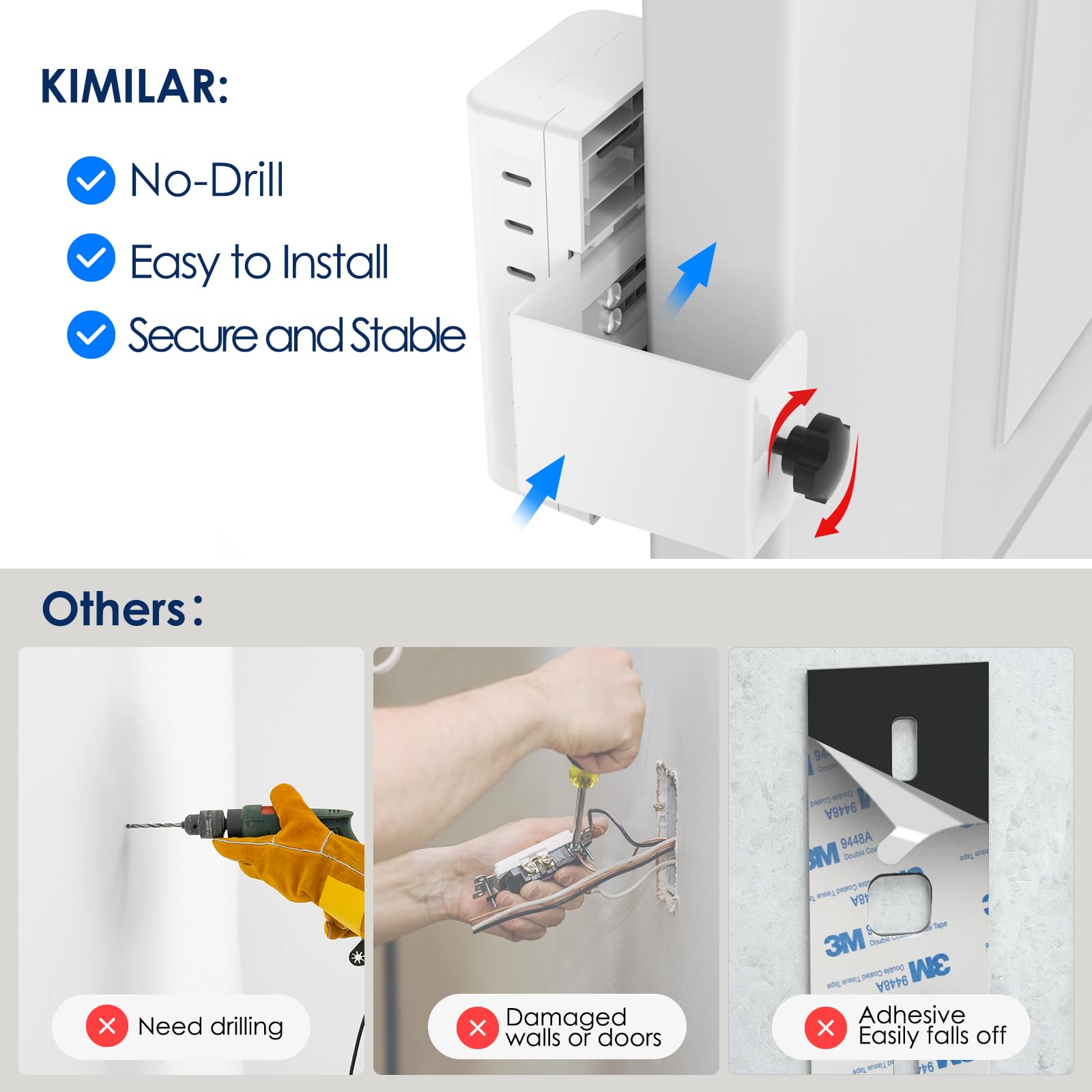 Kimilar 2024 Upgrade Anti Theft Video Doorbell Mount, Not Block Doorbell Motion Sensor, Adjustable No Drill Mounting Bracket Wed