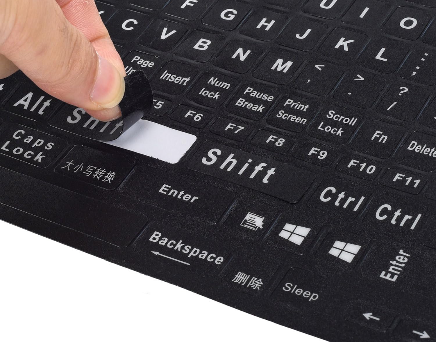 English Keyboard Stickers, Universal Large Letters Computer Laptop Replacement Keyboard Stickers With White Font Black Backgroun