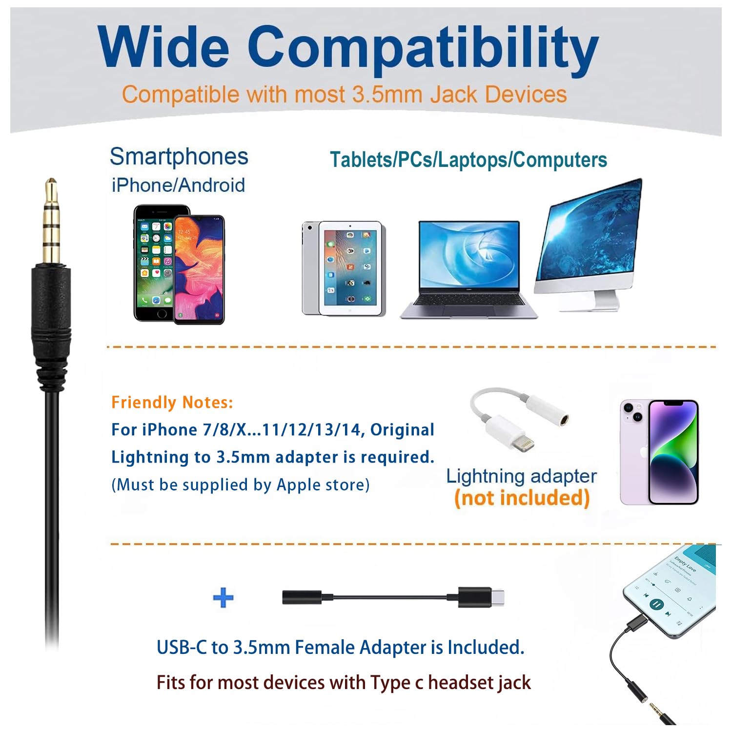 Arama Cell Phone Headset W/Lightweight Secure Fit Headband, Pro Noise Canceling Mic And In Line Controls 3.5Mm Headset For Iphone, Samsung, Lg, Htc, Blackberry Mobile Phone And Ipad Tablets