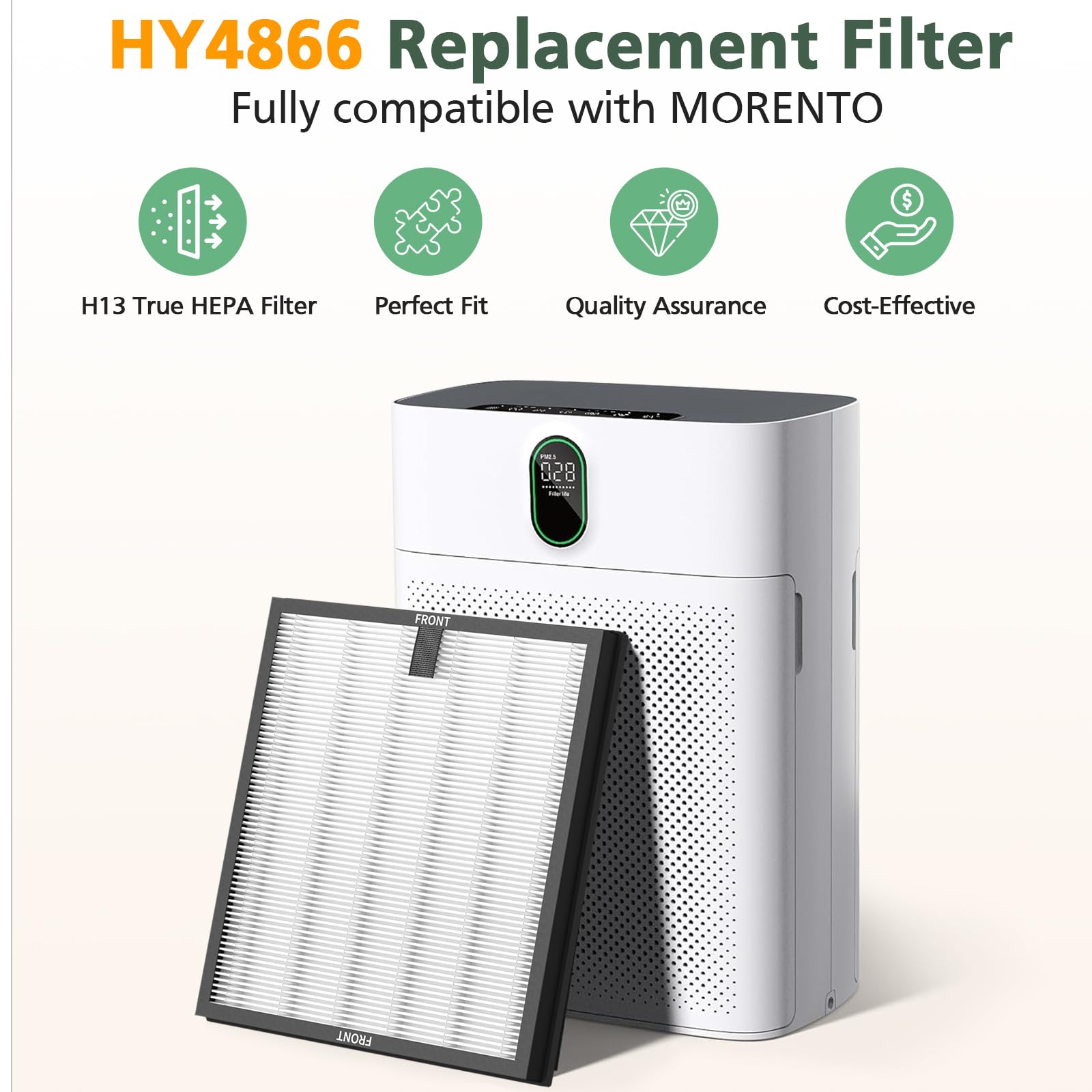 Hy4866 Replacement Filter Compatible With Morento Hy4866, Westhey Hy4866, Yiou M1 Air Purifier, 3 In 1 H13 Ture Hepa Replacement