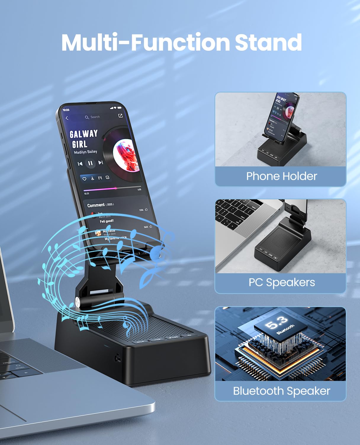 Gifts For Men Women, Phone Stand With Bluetooth Speaker, Hd Surround Sound Speaker, Compatible With All Iphone/Android Phones Ip