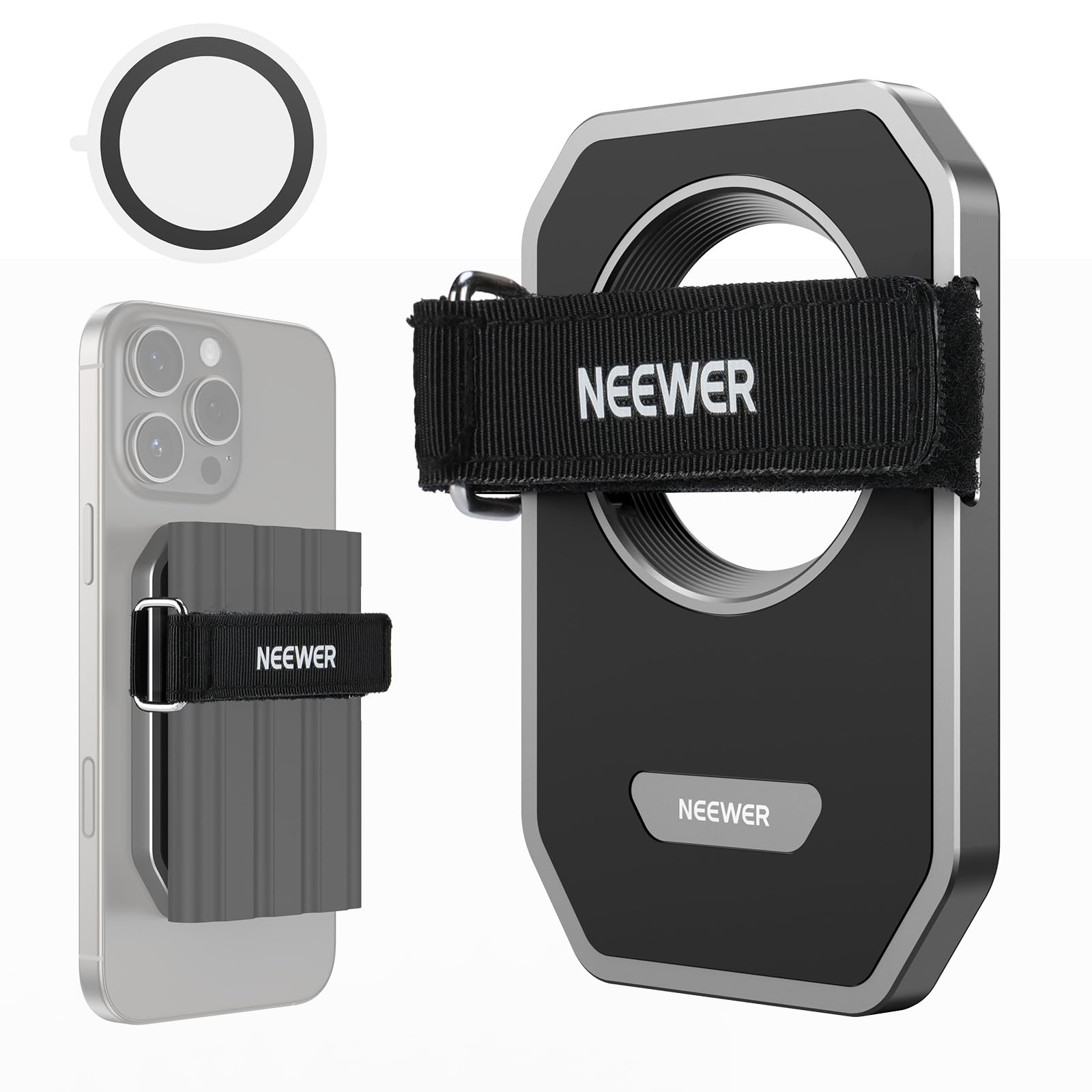 NEEWER Magnetic SSD Mount with Upgraded Touch Fastener, SSD Holder Compatible with MagSafe 16 Pro Max 15 Pro Max 16 Pro 15 Pro f