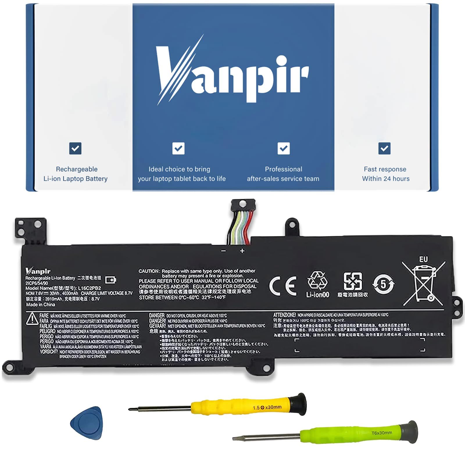 Vanpir L16C2Pb2 Laptop Battery Compatible With Lenovo Ideapad S145 14Api/15Api 320 14Ast/14Iap/14Ikb 320 15Abr/15Ast/15Iap Serie