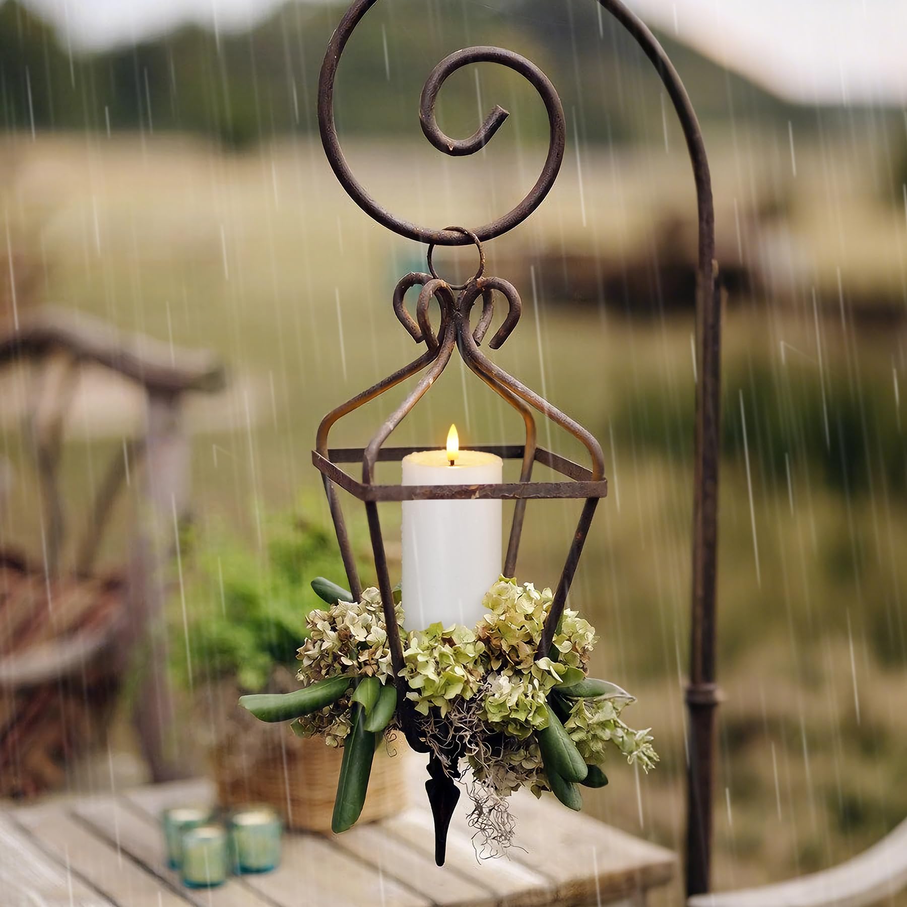 Yeelida Outdoor 4Pcs Flameless Waterproof Candles With Handy Remote Control, Cycle Timer Battery Operated Candle Grease Effect L