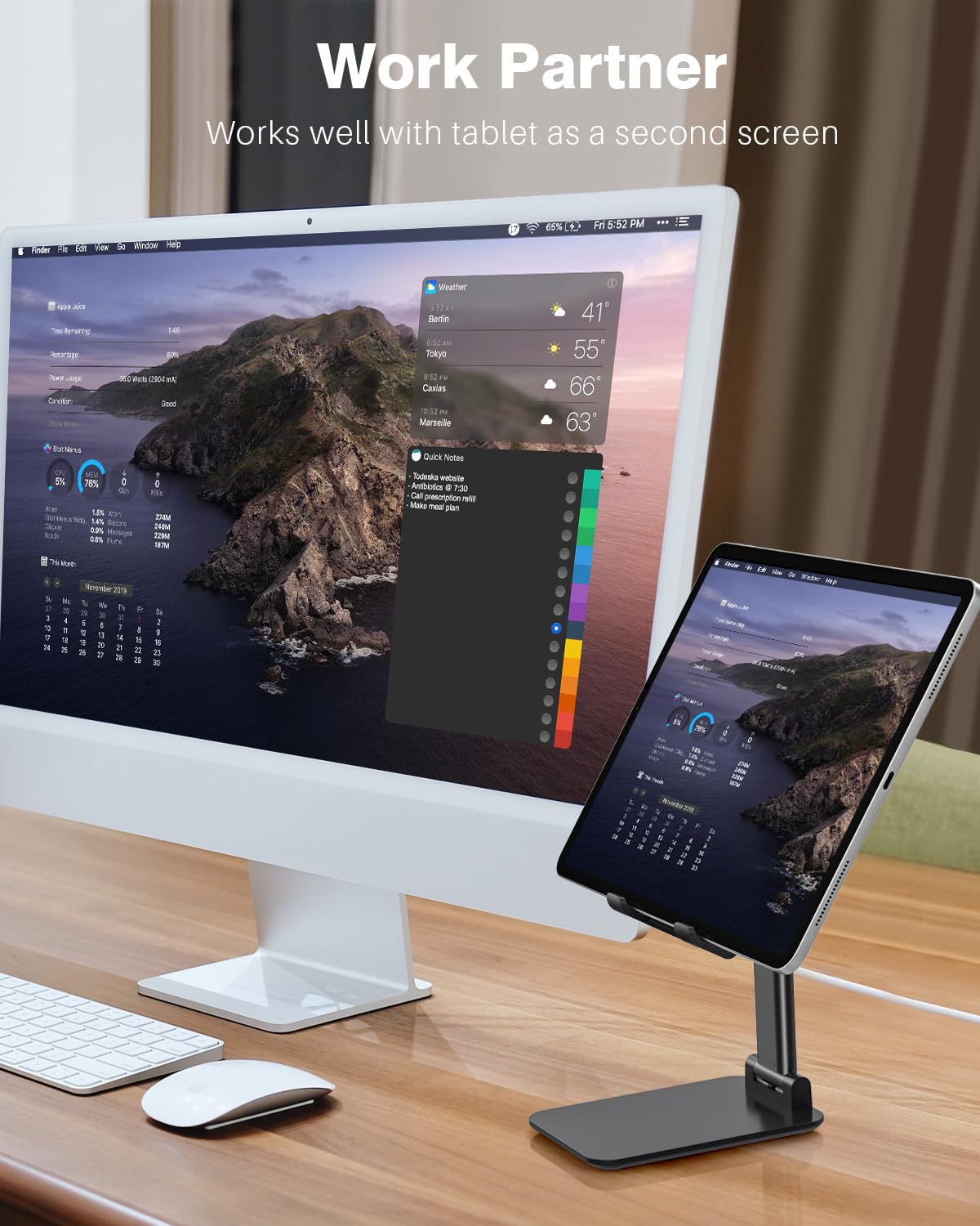 Anozer Tablet Stand Foldable & Adjustable, Portable Monitor Stand 5.55 * 3.94'' Wide, Fit For Ipad Holder Stand Compatible With