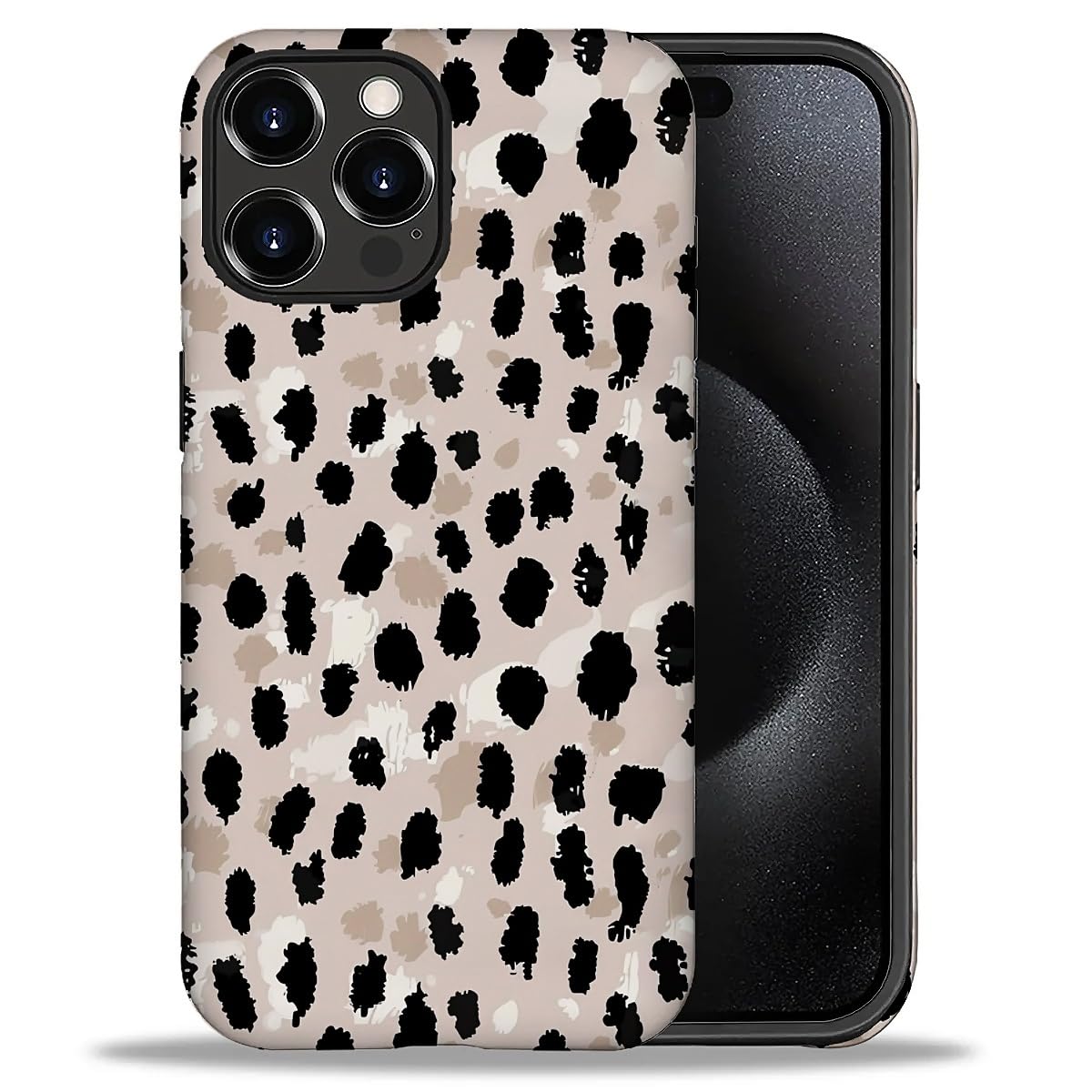 WANKBLC Compatible with iPhone 16 Pro Max Matte Case, Cute Black Brown Leopard Print Pattern for Girl Full Body Design Soft Sili