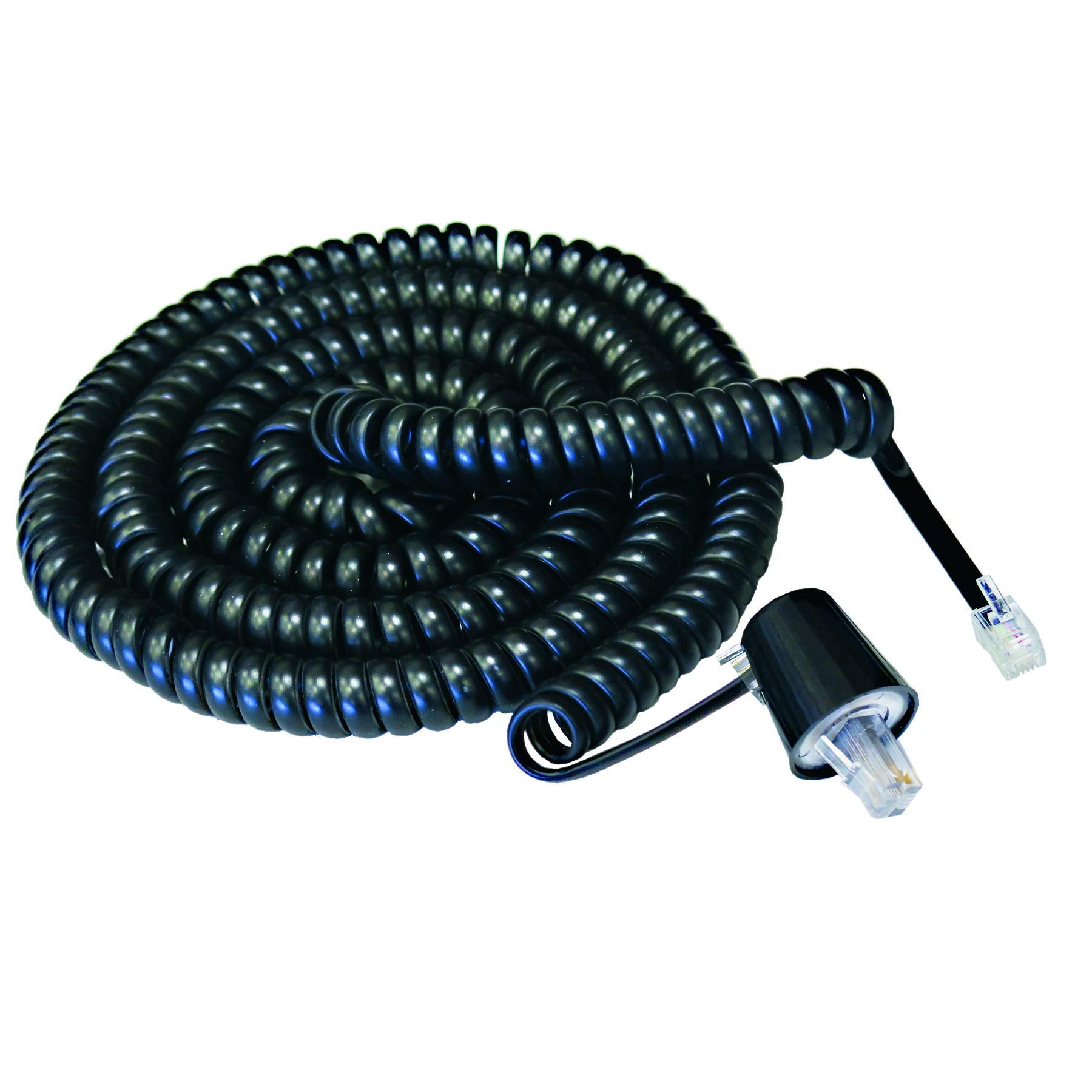 Softalk Twisstop Detangler with Coiled, 25 Foot Phone Cord, Black