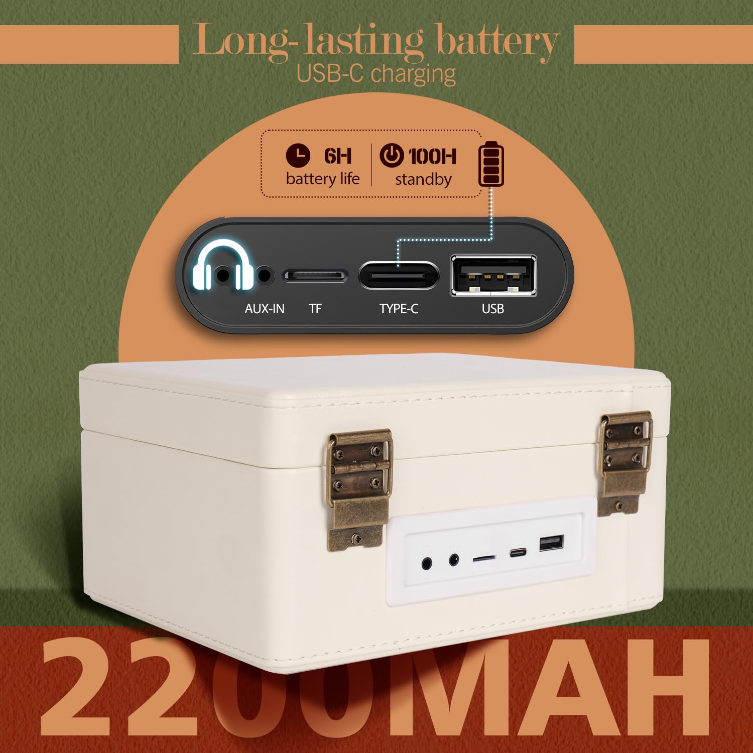 Cd Player Portable With Bluetooth, Retrobeat 2200Mah Rechargeable Desktop Cd Player For Home With Speakers, Aux Output, Usb Mode