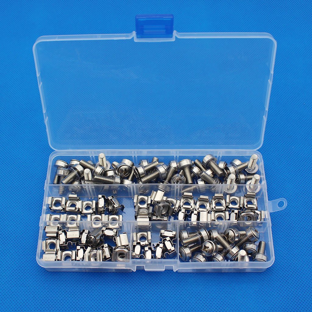 Raogoodcx 50 Sets M6 Square Hole Hardware Cage Nuts & Mounting Screws Washers For Server Rack And Cabinet (M6 X 20Mm)(Screw+Wash