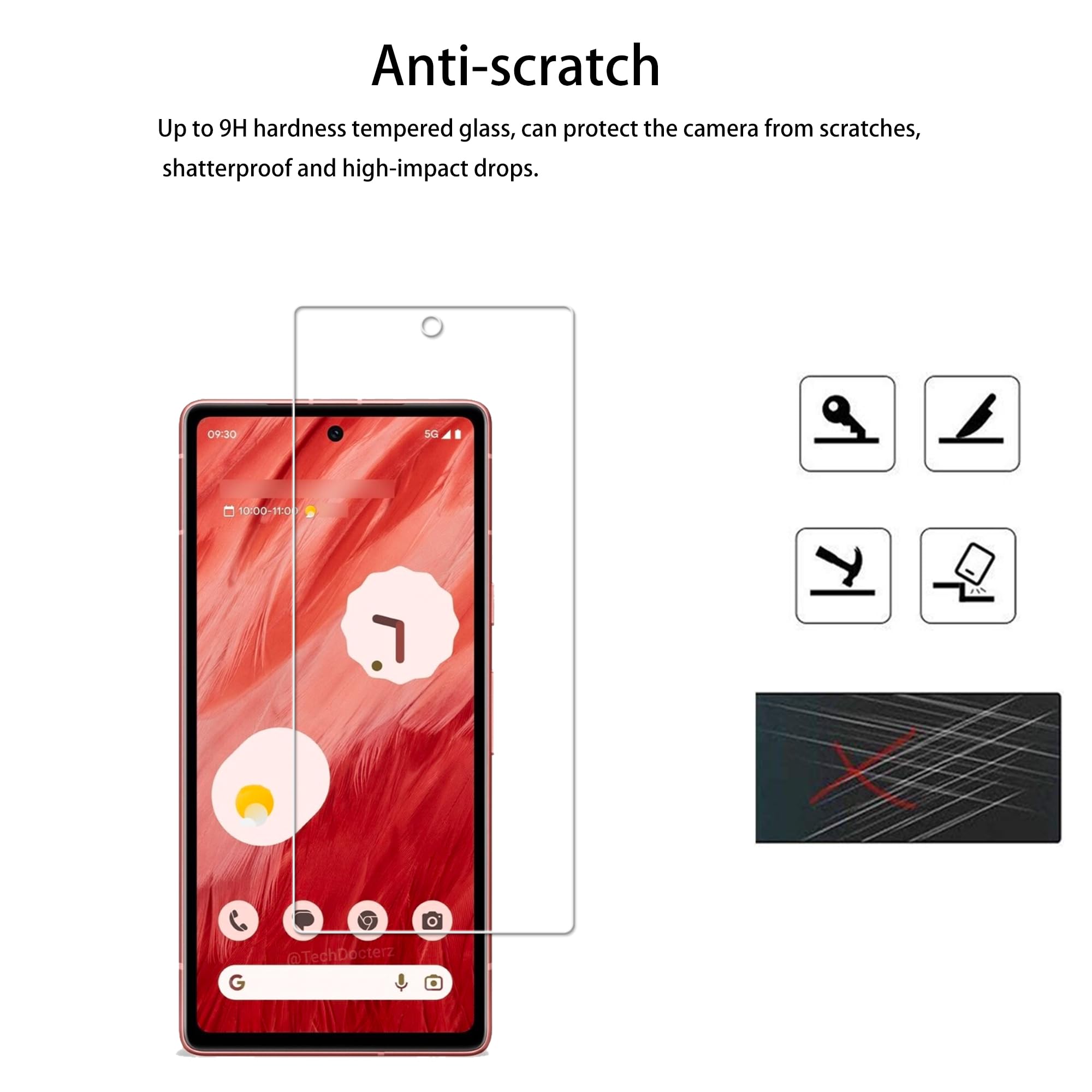 Hkkais Easy Alignment Frame Designed For Google Pixel 7A 5G Tempered Glass Screen Protector 2 Pack