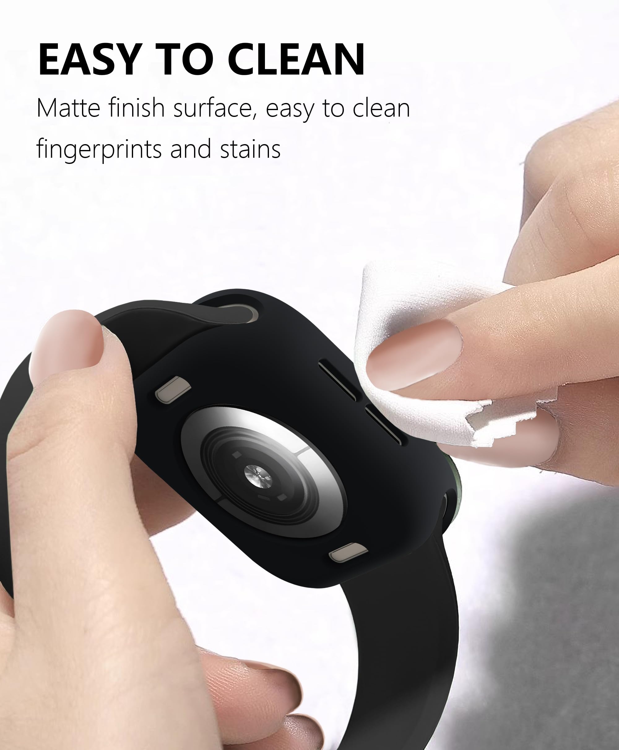 Hontao Ultra Thin Soft Tpu Bumper Case Compatible For Iwatch Apple Watch Series 9/8/7, 45Mm Black