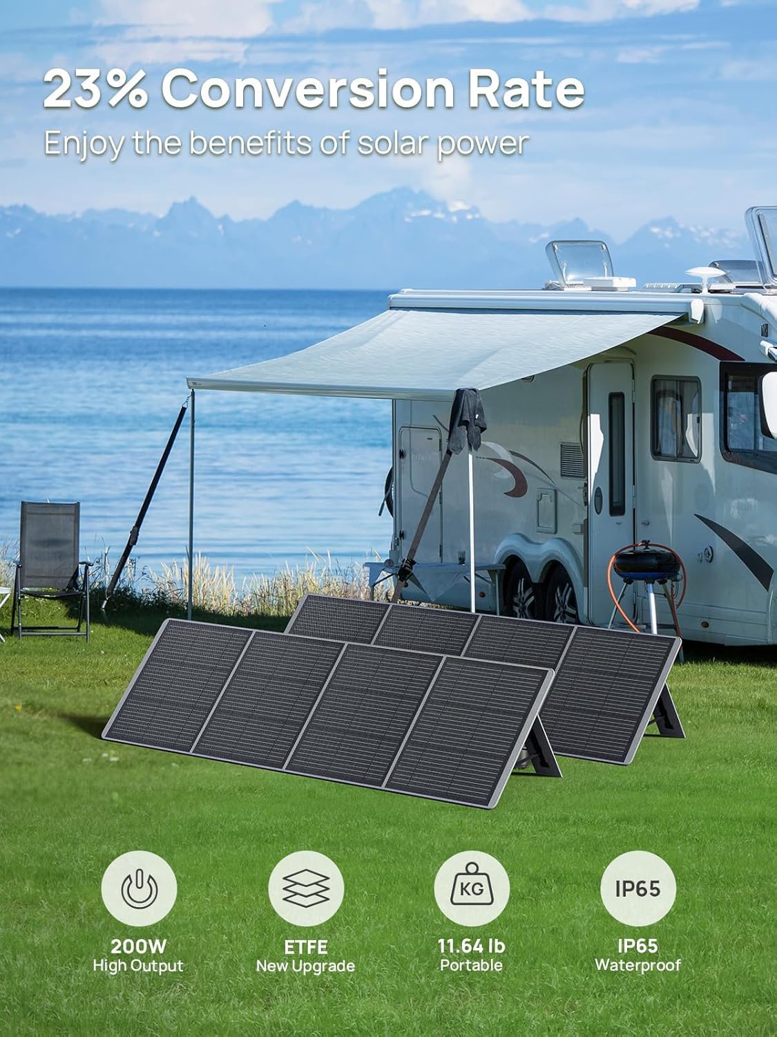 Aferiy Solar Generator P210 With 200W Solar Panel 2400W Portable Power Station 2048Wh | Ac Output With 120V,2400W,Solar Generato