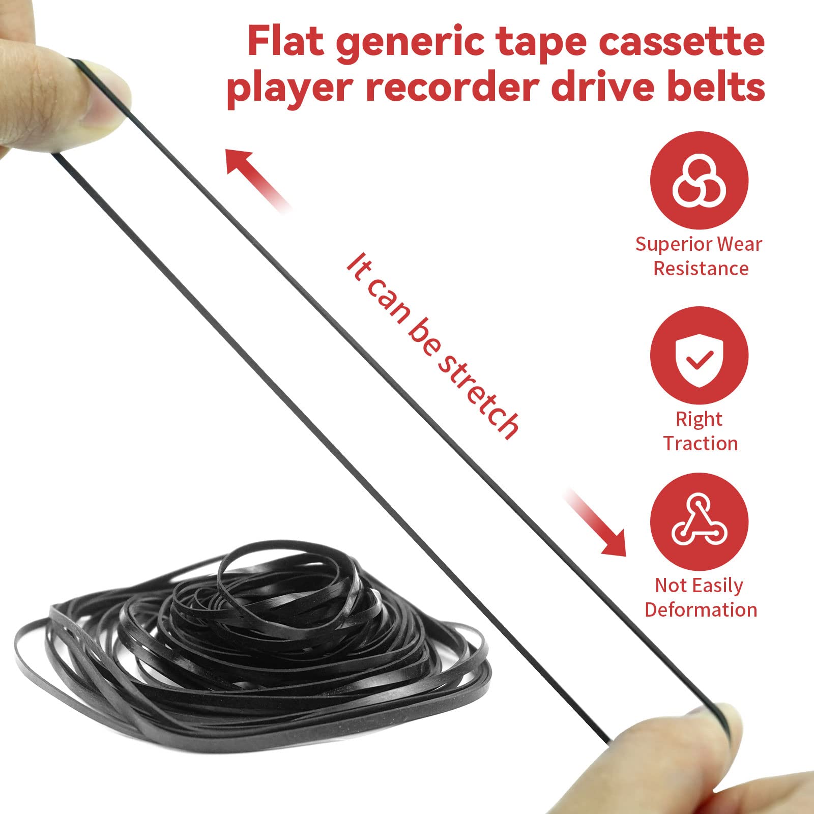 Recorder Rubber Belts   Cassette Recorder Repair Maintenance Mix Flat Cassette Tape Machine Rubber Belts 40 135 Mm (50Pcs) (Widt