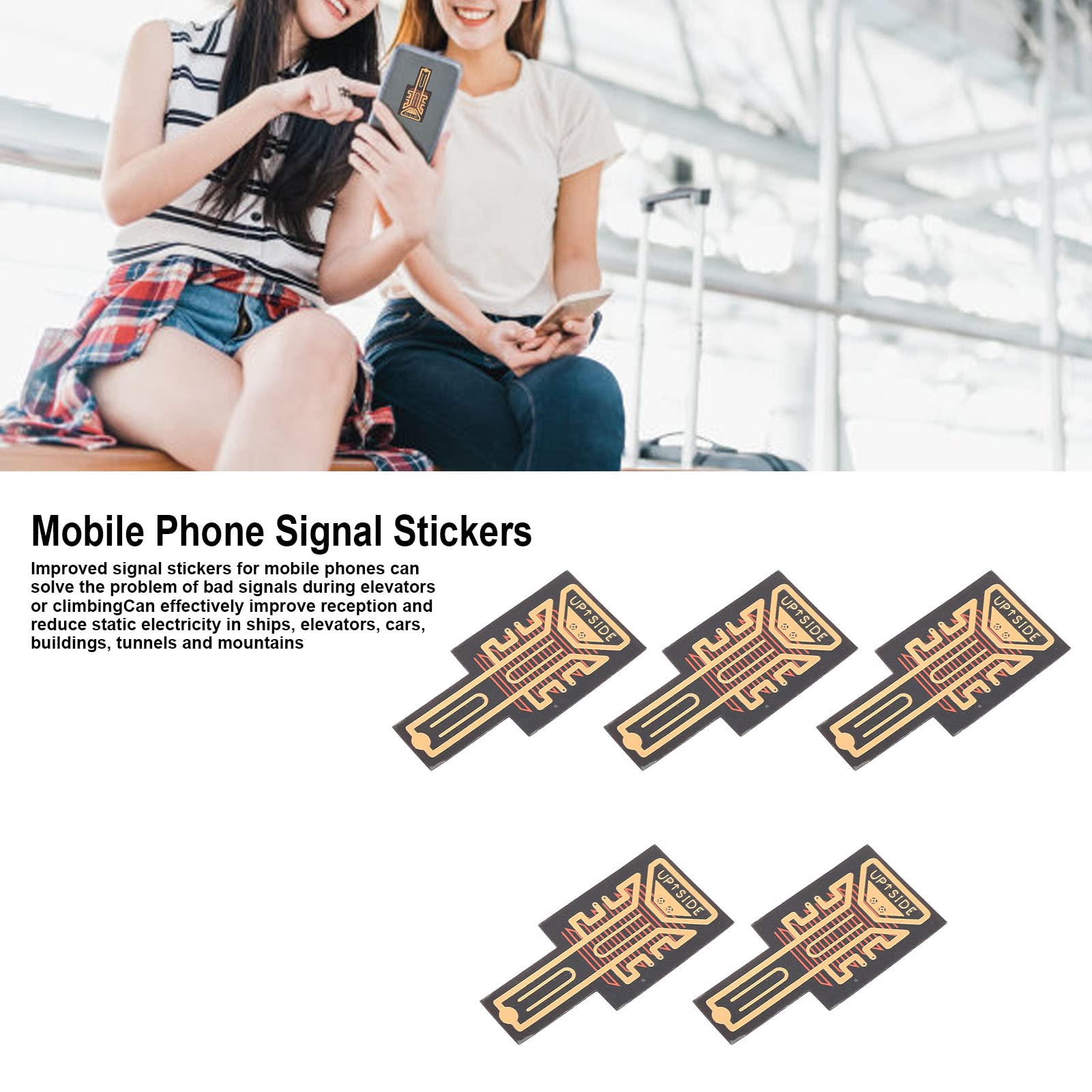 5Pcs Phone Signal Booster Sticker, Antenna Signal Booster Amplifier, Antenna Booster Compact Improve Signal Antenna Booster Sticker For Outdoor Camping Elevators Tunnels, Etc
