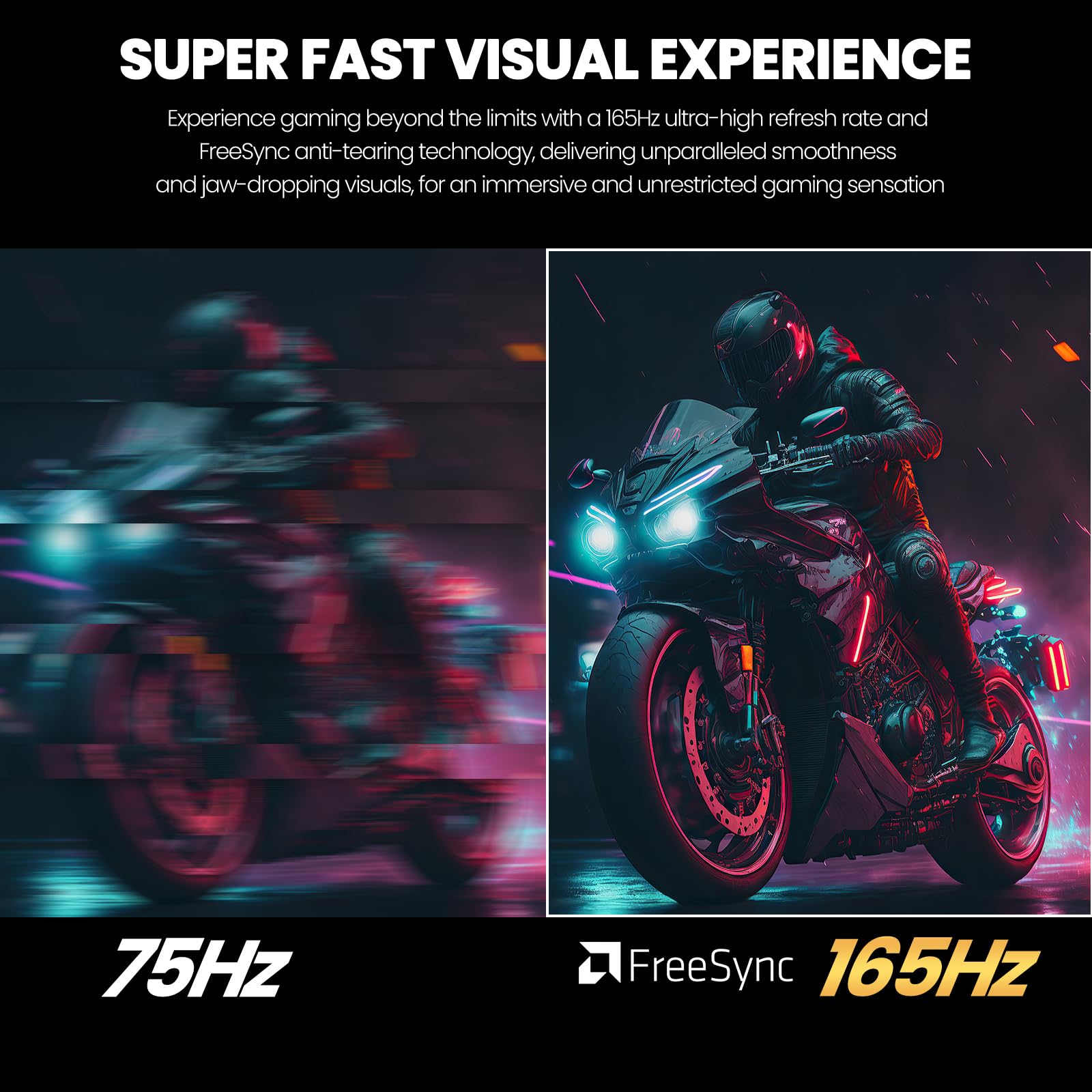 Crua 24.5Inch Gaming Monitor 144Hz/165Hz, Fhd(1920X1080P) 100% Srgb Computer Monitor, Height/Pivot/Swivel/Tilt Adjustable Vertic