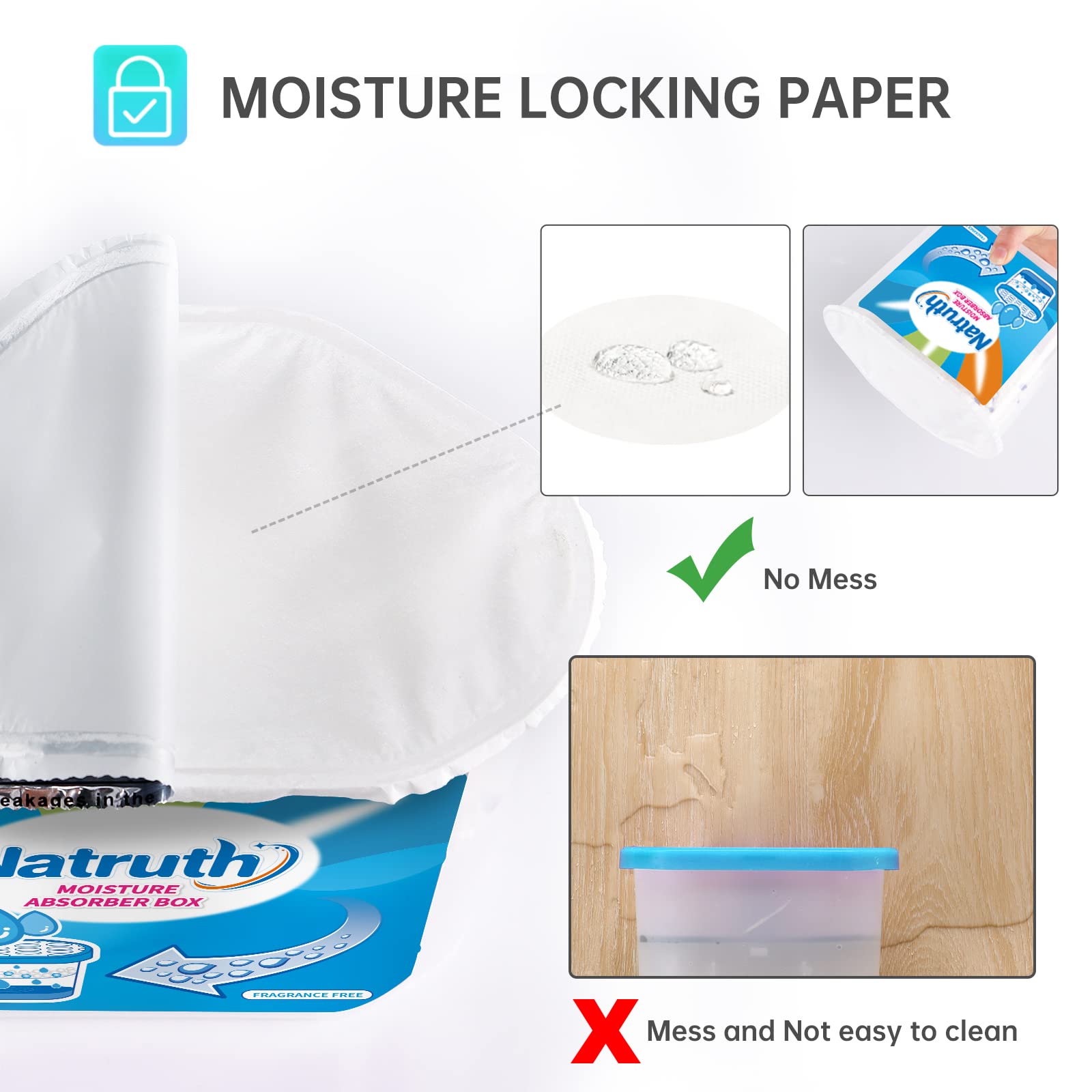 Natruth Moisture Absorber Boxes, Unscented 800Ml(6 Packs)*12.5Oz Closet Dehumidifier, Eradicate Odor Moisture Absorbers Bucket,