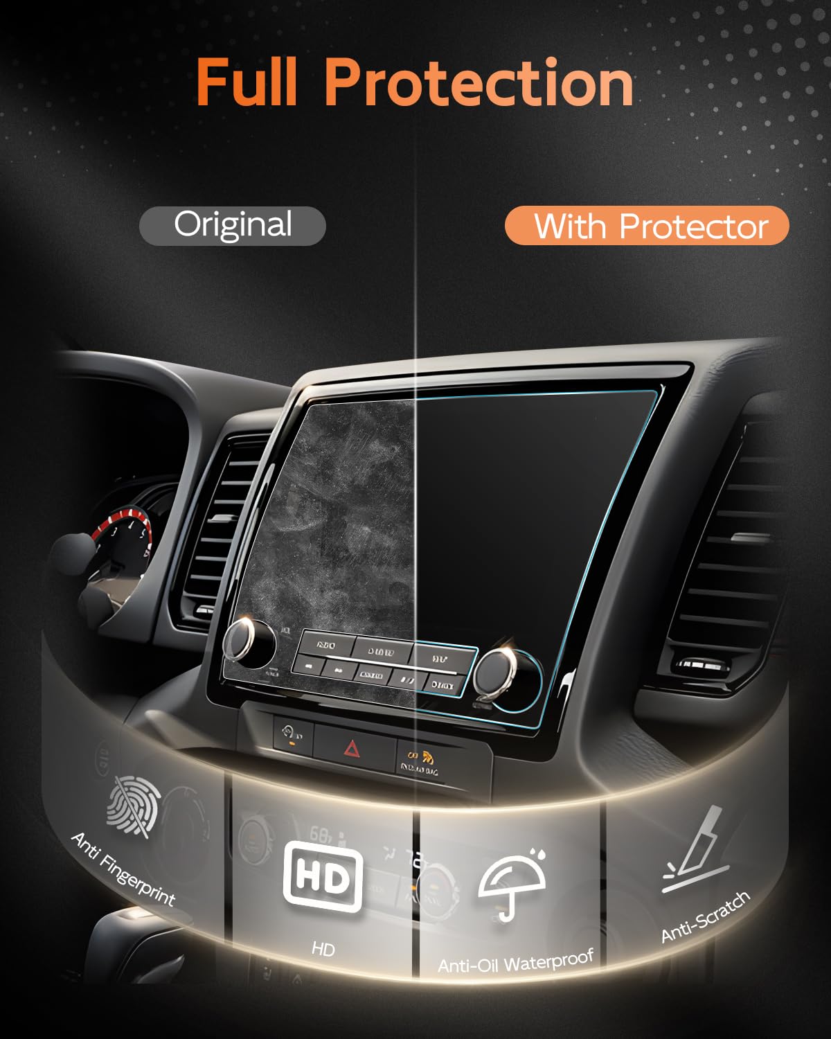 Cdefg (2Pcs Frontier Anti Reflection Screen Protector, 9 Inch Touchscreen, For Nissan Frontier 2022 2023 2024 Accessories, Pro X Pro 4X Frontier Prox Pro4X, Ultra Clear, Anti Glare, 2Pcs