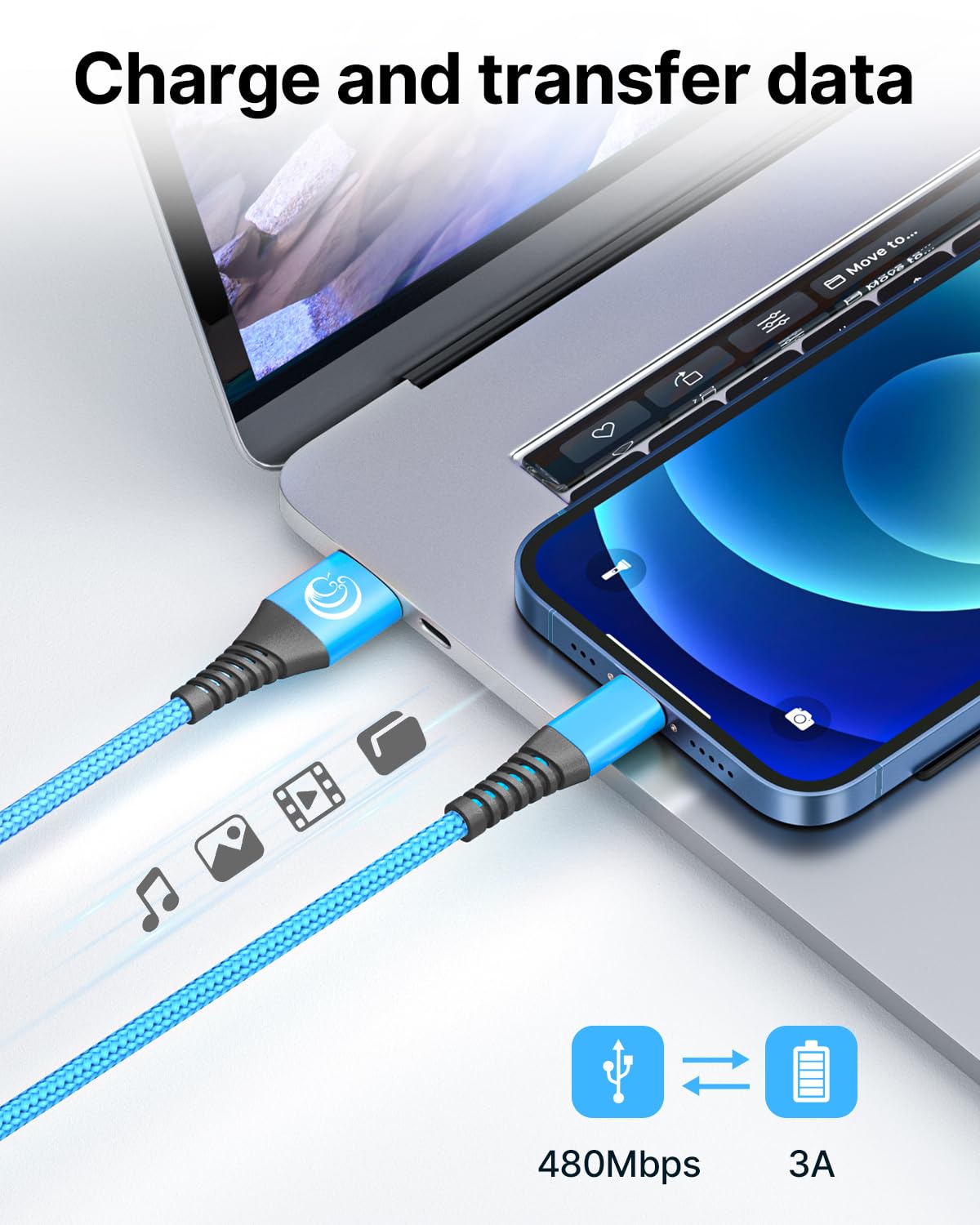 3Pack Iphone Charger 6Ft, [Apple Mfi Certified] Lightning Cable Fast Charging 6 Feet, Nylon Braided Iphone Cable Long Iphone Cha