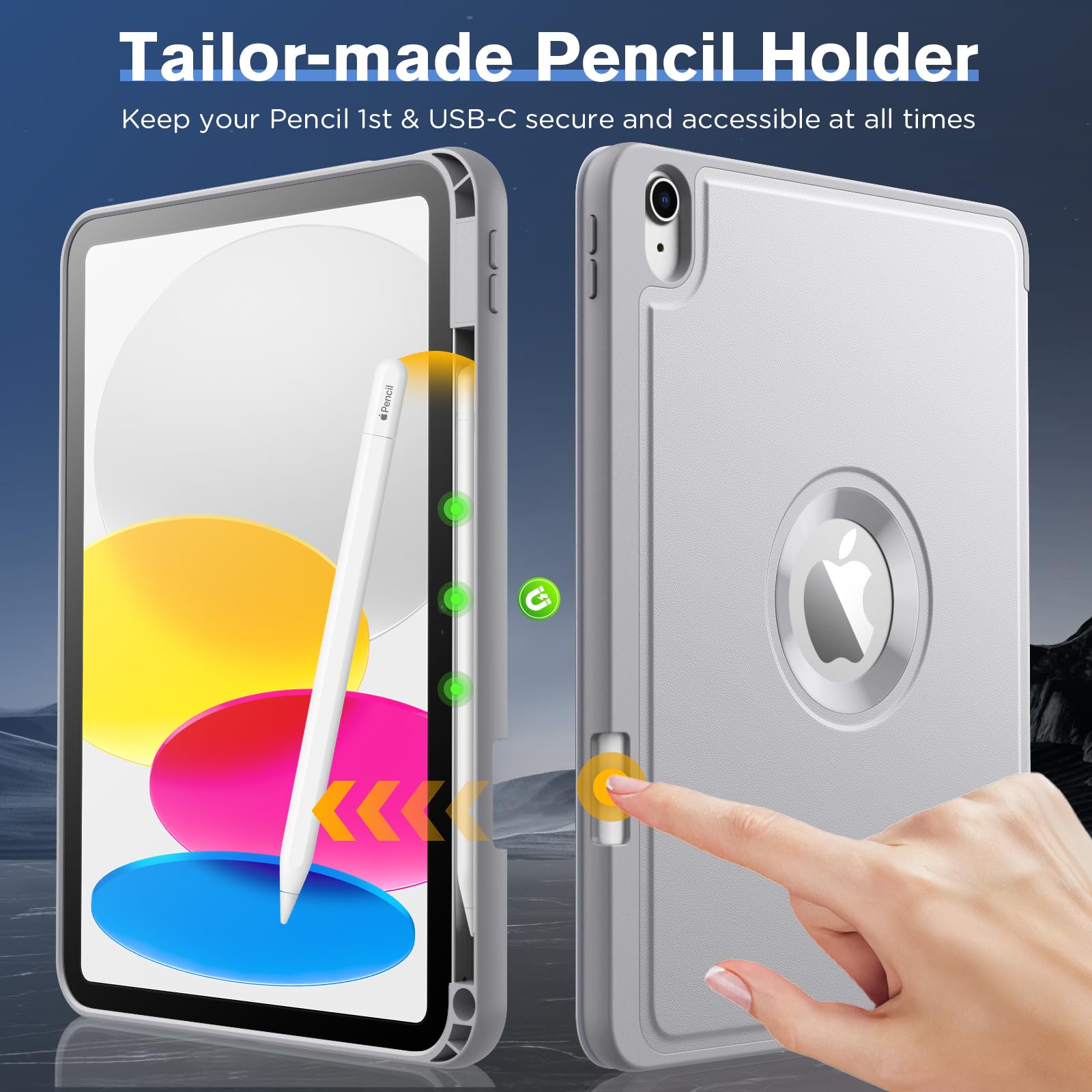 MoKo for iPad (A16) 11th Generation 2025 11 inch/10th Generation 10th 2022 10.9 inch Case with Pencil Holder, Smart Trifold Protective iPad Case with Soft TPU Back Stand Cover, Auto Wake/Sleep, Silver