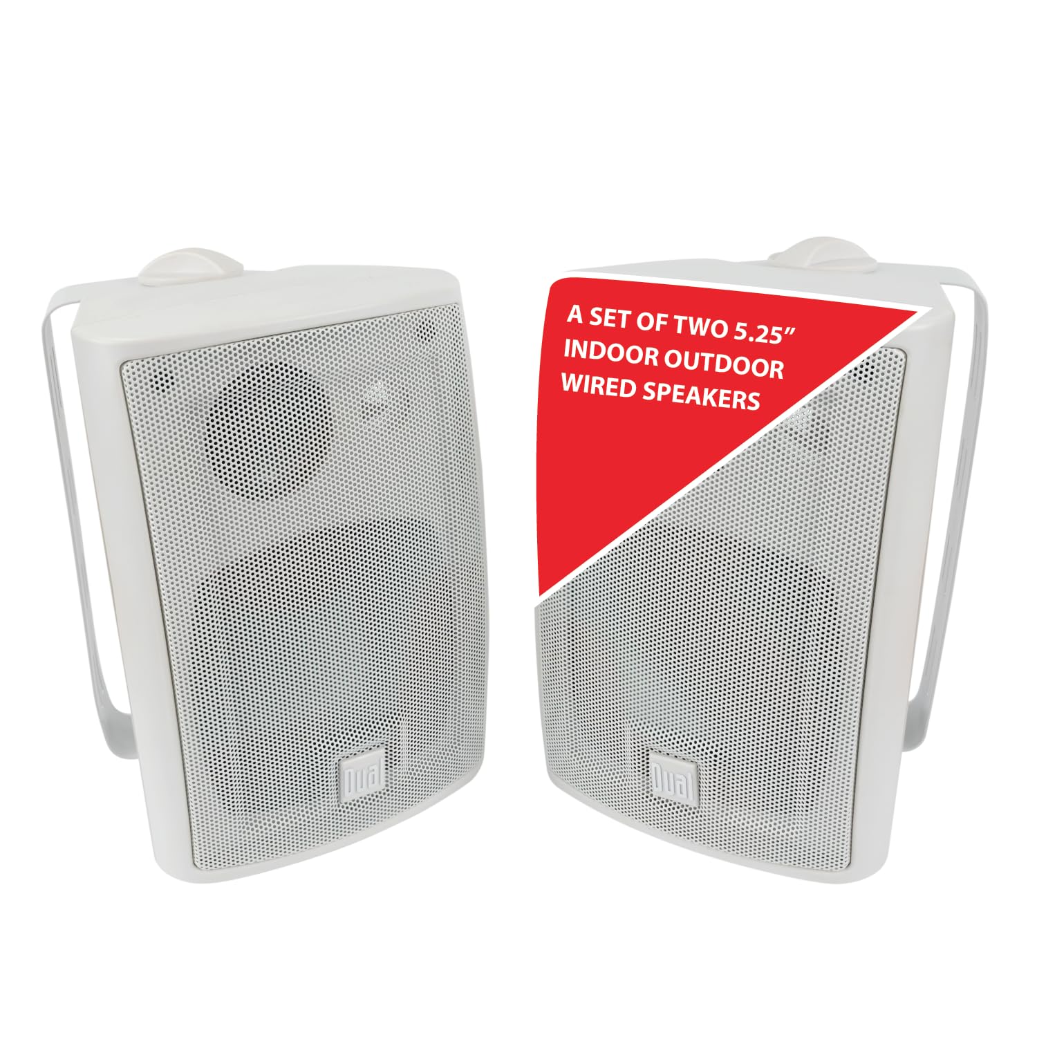 Dual Electronics LU53PW 5.25 3-Way High Performance Outdoor Indoor Wired Speakers | Effortless Set Up | Home, Pool, Patio, Garag
