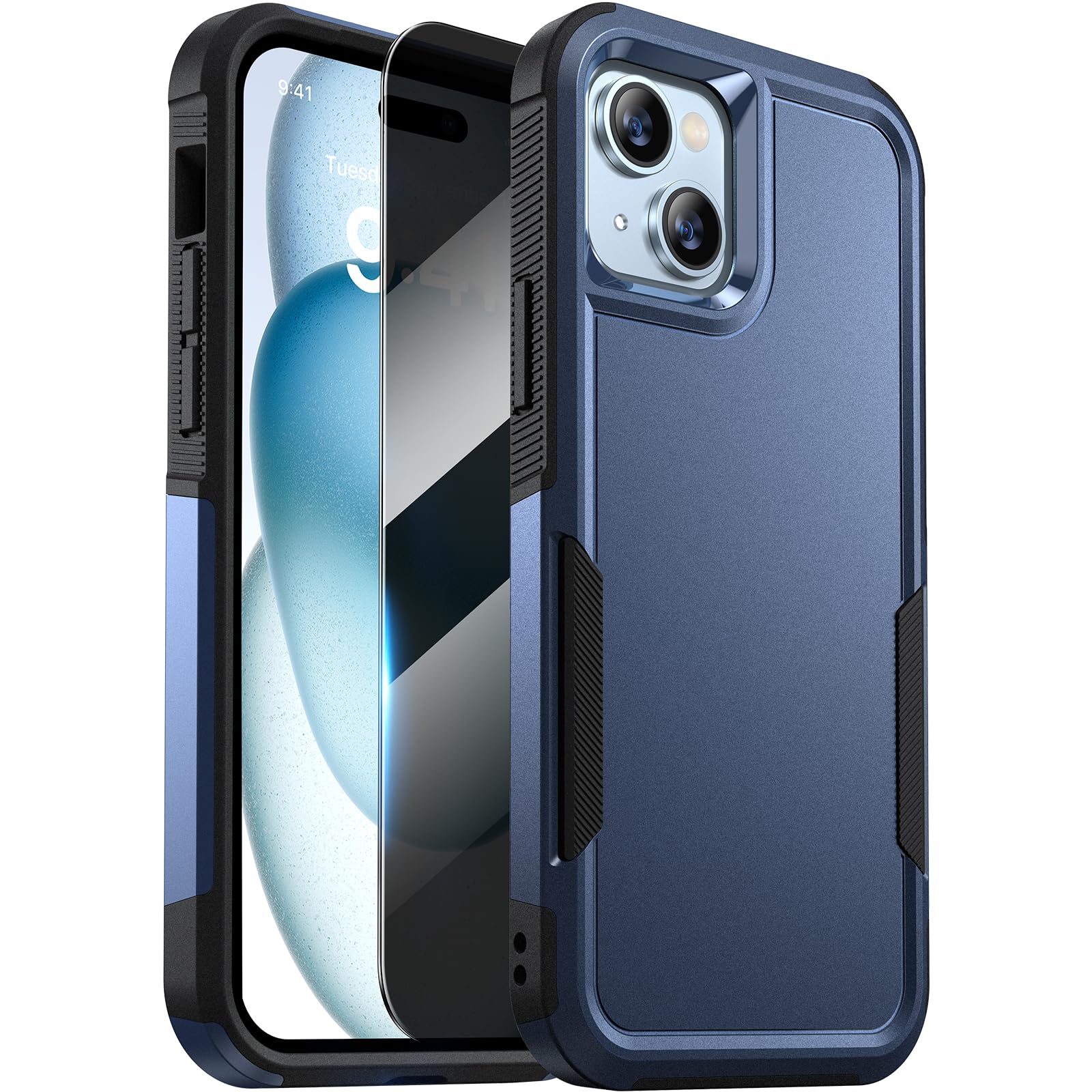 Diaclara Designed For Iphone 15Plus Case, [With Privacy Screen Protector] [Anti Spy] [Military Grade Drop Protection] Heavy Duty