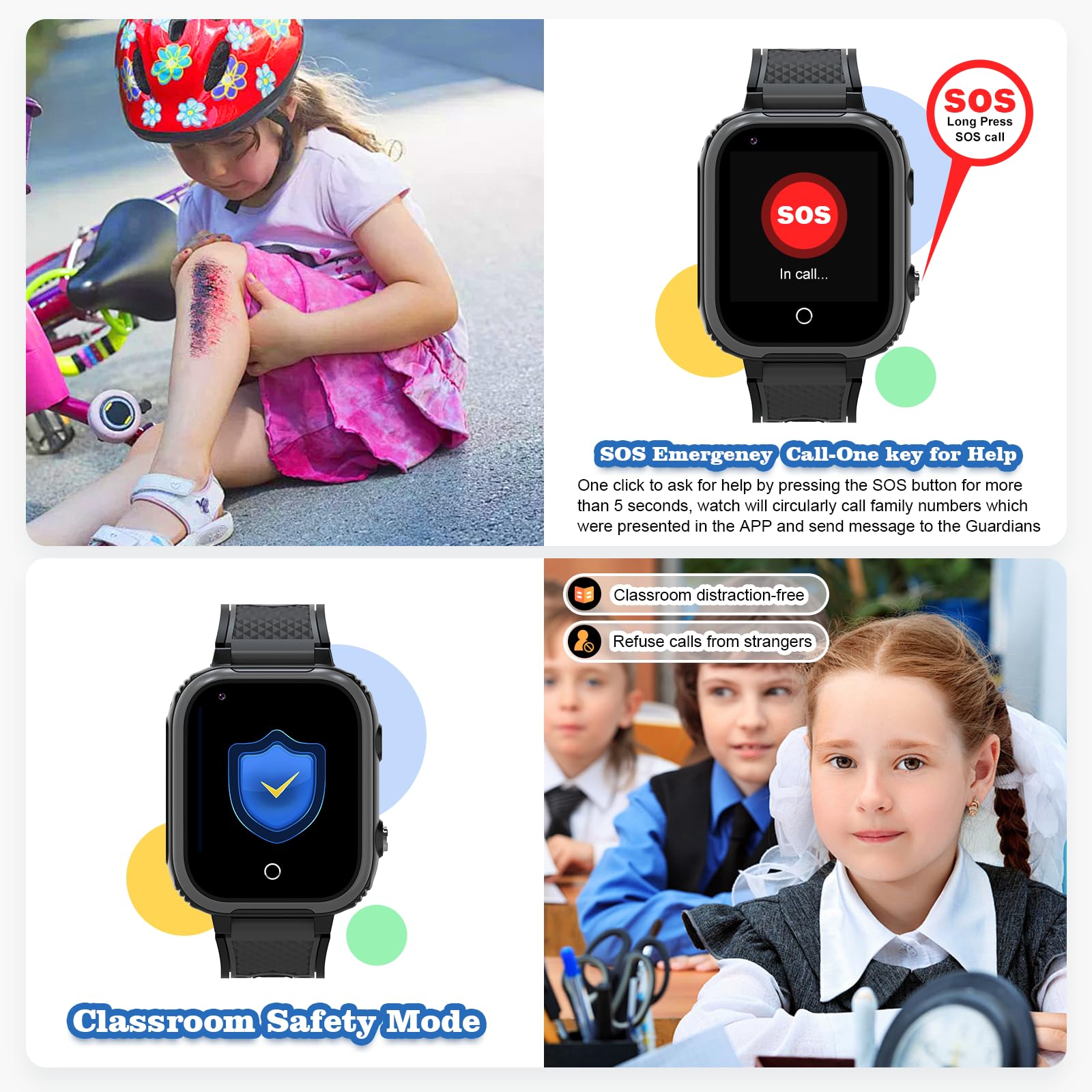 4G Smart Watch For Kids With Gps Tracker Video Calling, Text Voice & Whatsapp, Sos, Music, Bluetooth, Camera, Wifi, Pedometer, C