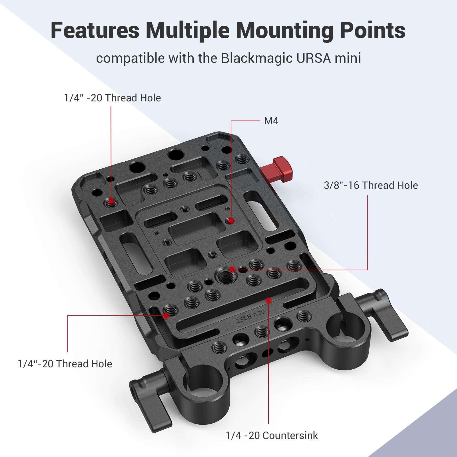 Smallrig Battery Plate With V-Lock Mount With Dual 15Mm Rod Clamp For Camera Power Supply - 3016