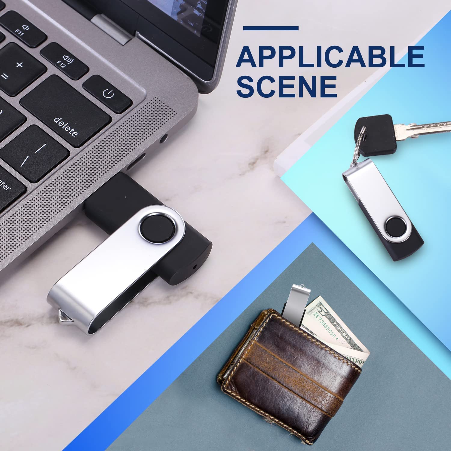 Usspo 64Gb Flash Drive 10 Pack Usb 2.0 Flash Drive Thumb Drive Usb Flash Driver 64Gb High Speed Flash Drive Pack Keychain Design