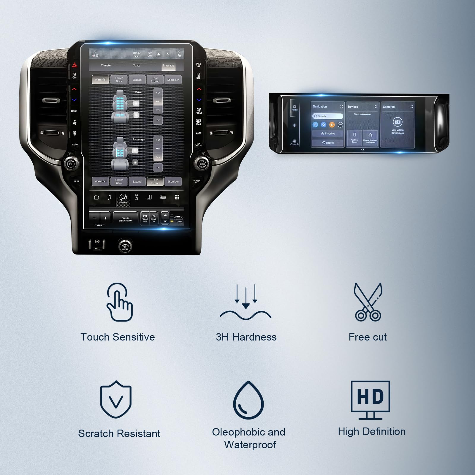 Bibibo 4Pcs 2025 Ram 1500 Screen Protector Compatible With 2025+ Dodge Ram 1500 (Laramie/Rebel/Limited/Limited Longhorn/Tungsten