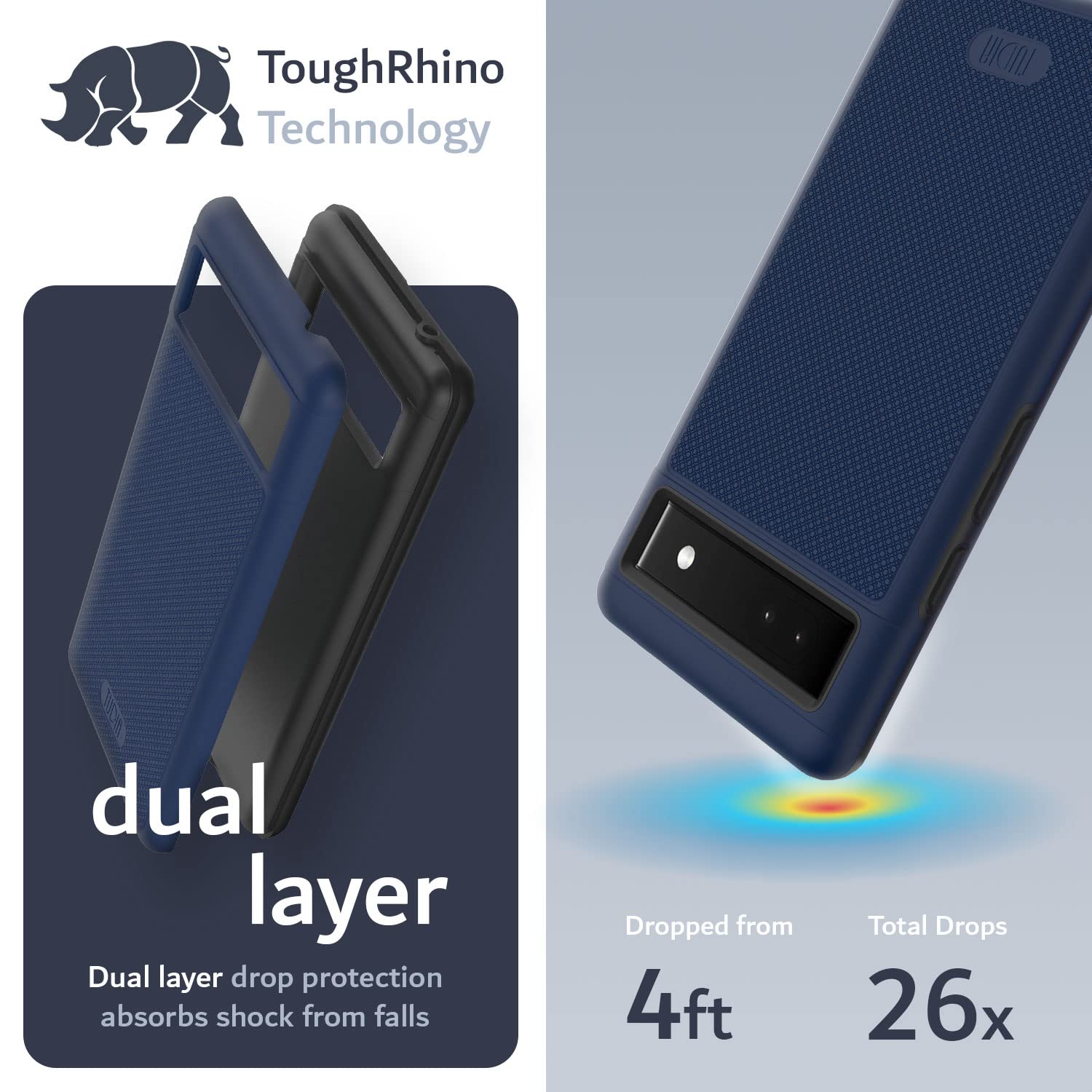Tudia Dualshield Grip Designed For Google Pixel 6A Case (2022), [Mergegrip] Shockproof Military Grade Dual Layer Slim Raised Edg