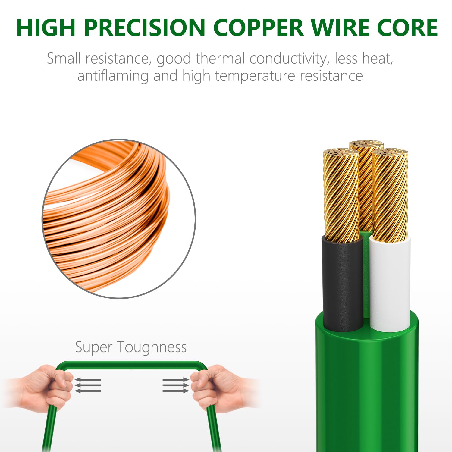 K Kasonic   Outdoor Extension Cord 50 Ft, Evenly Spaced 6 Outlets Plugs, 16/3 Sjtw Weatherproof Multiple Outlets Wire For Landsc