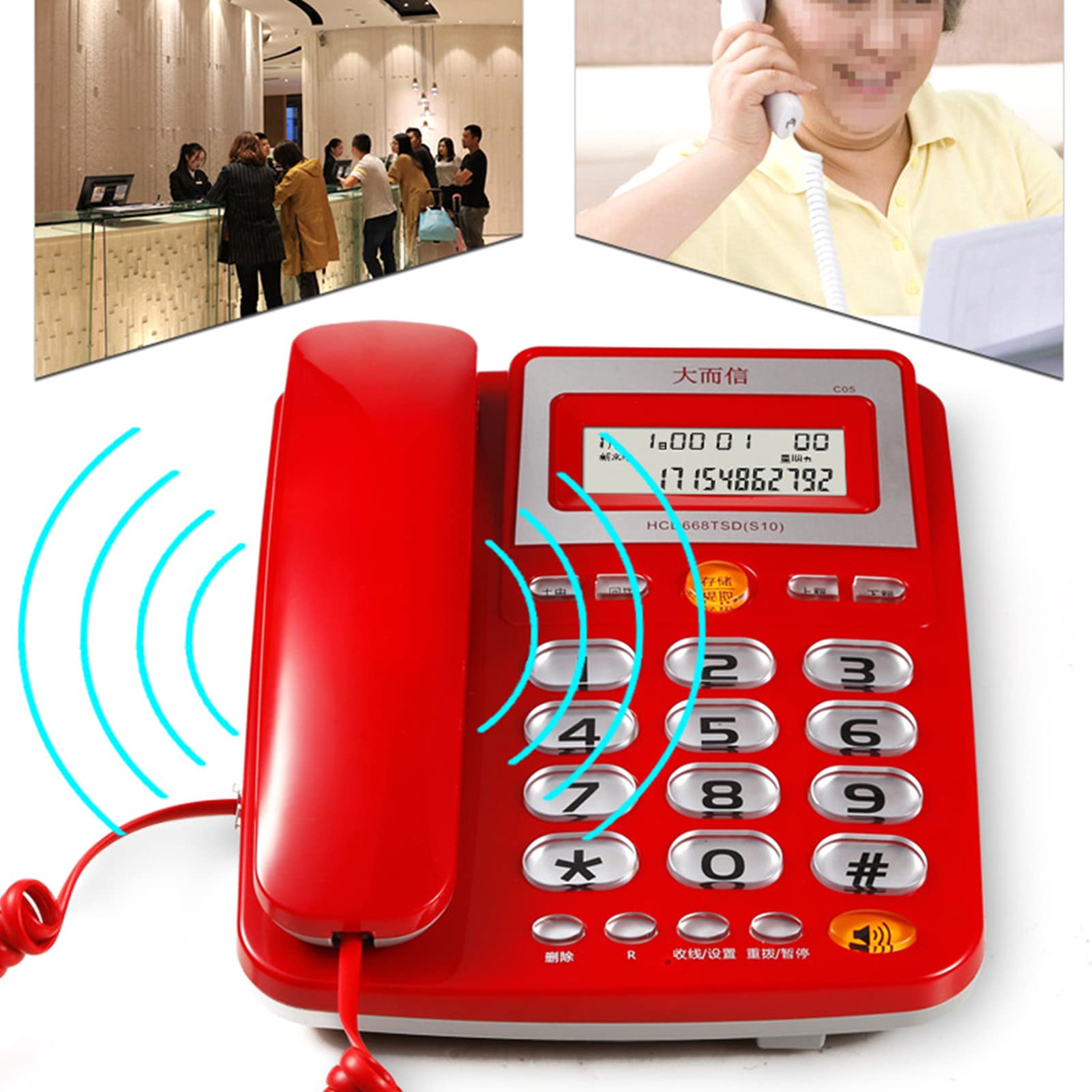 Big Landline Phone For Senior, Corded Telephone For Hearing Visually Impaired, For Wall Or Desk, With Amplified Speaker, Speed Dial, Large Lcd Display, Hands
