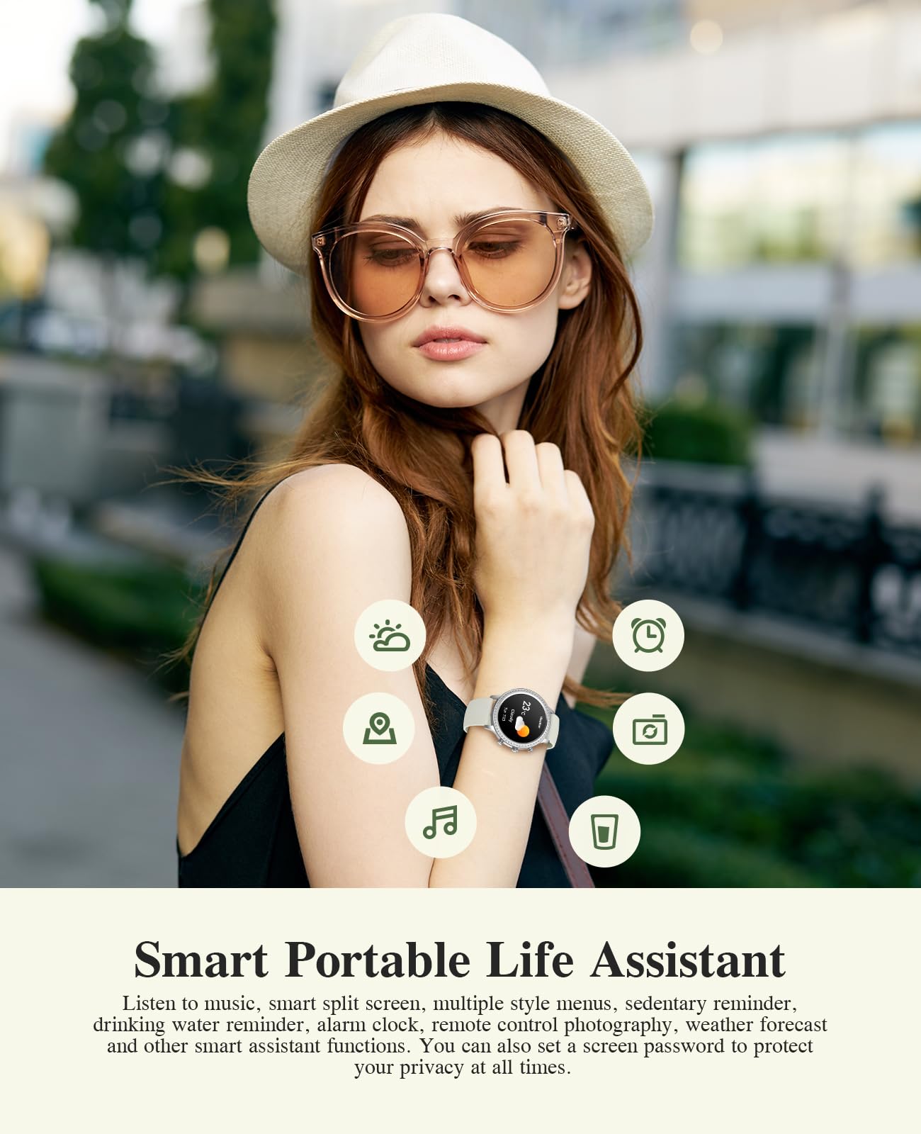 Souyie Smart Watches For Women With Diamonds,Smartwatch For Android Ios Phones, 1.32 Display, Ip67 Waterproof Fitness Tracker Wi