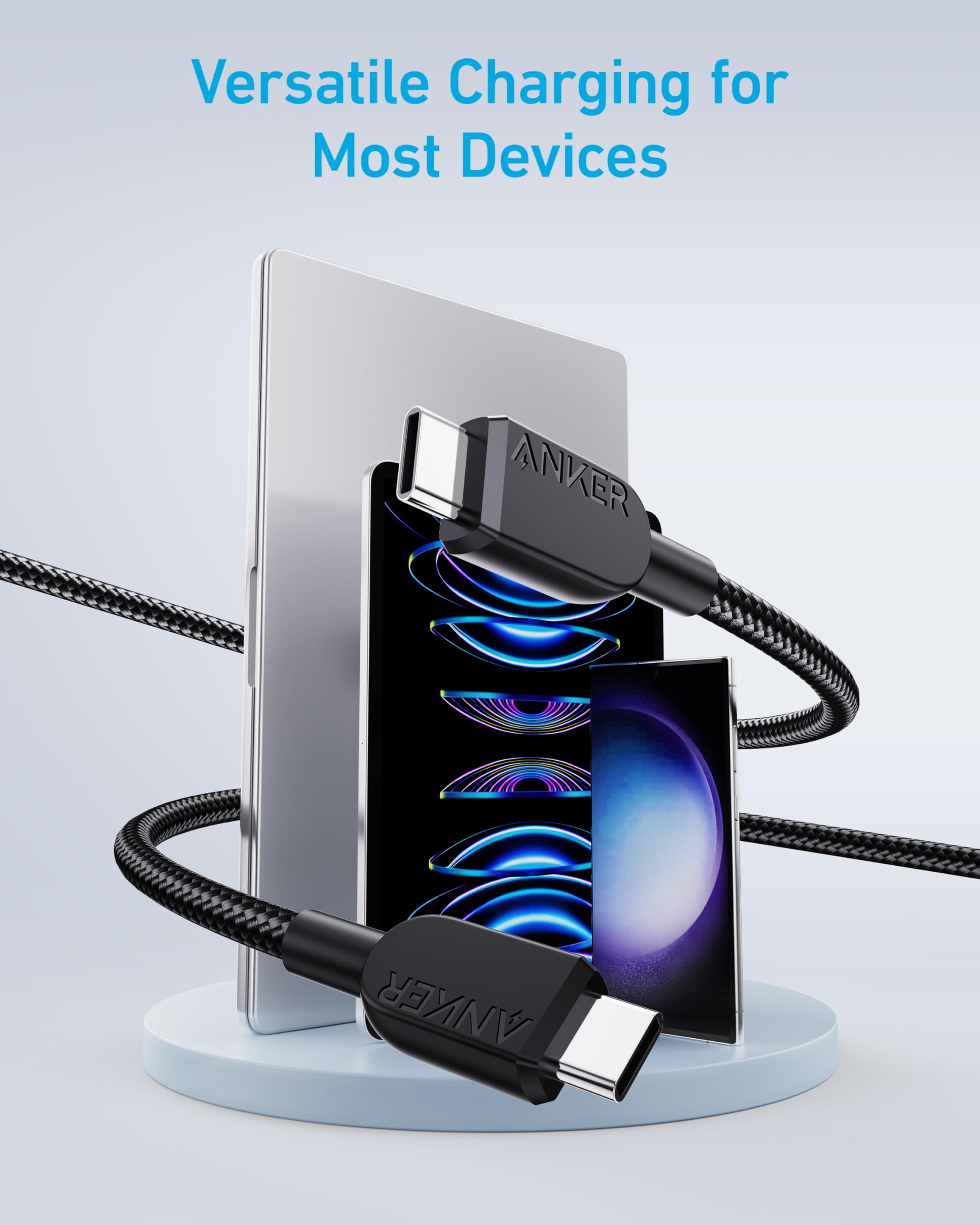 Anker 240W Usb C To Usb C Cable (2Pack,10Ft), Usb C Charger Cable Fast Charge For Iphone 15/15Pro/15Plus/15Promax, Macbook Pro 2