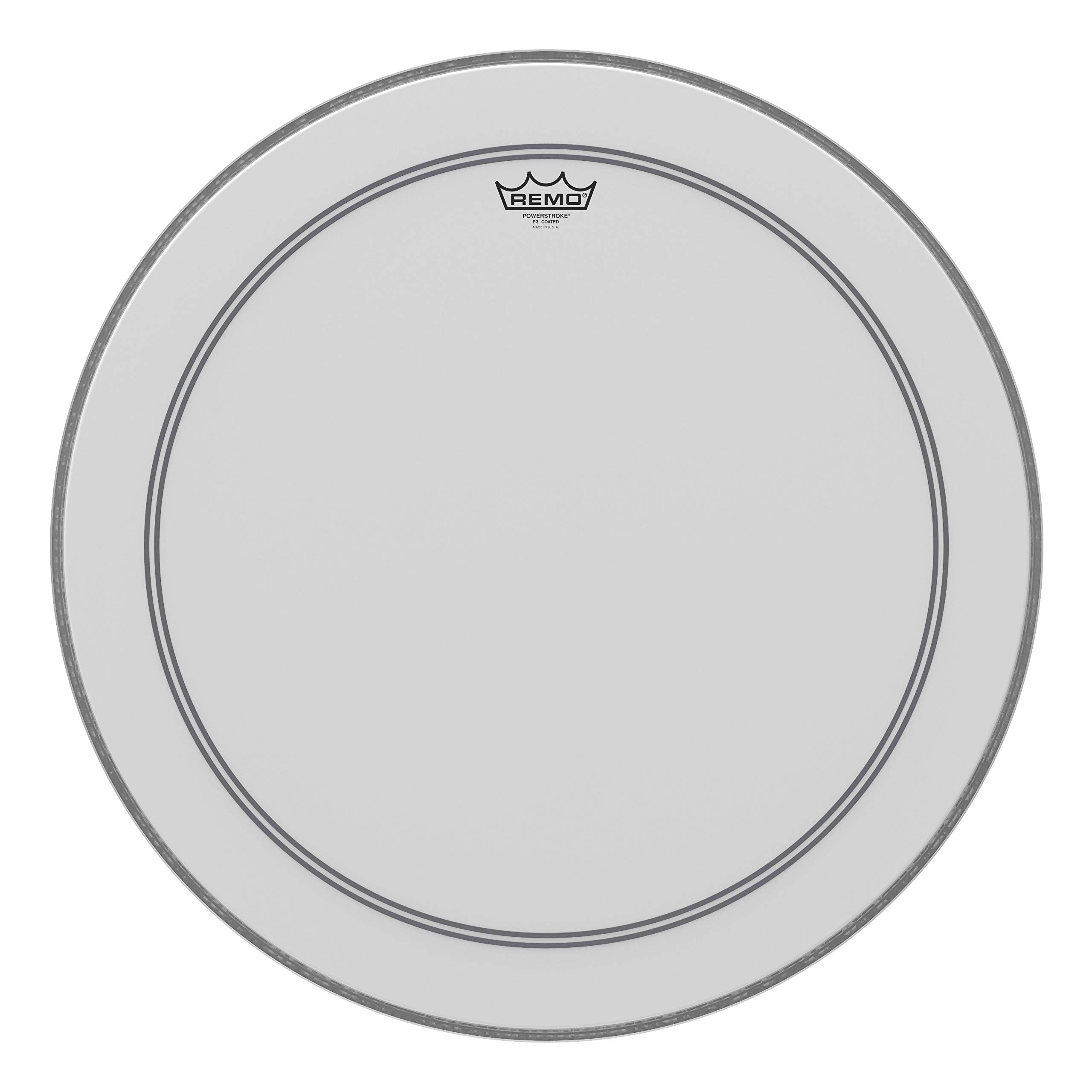 Remo P31124 C2 Coated Powerstroke 3 Bass Drum Head (24 Inch)   White Falam Patch