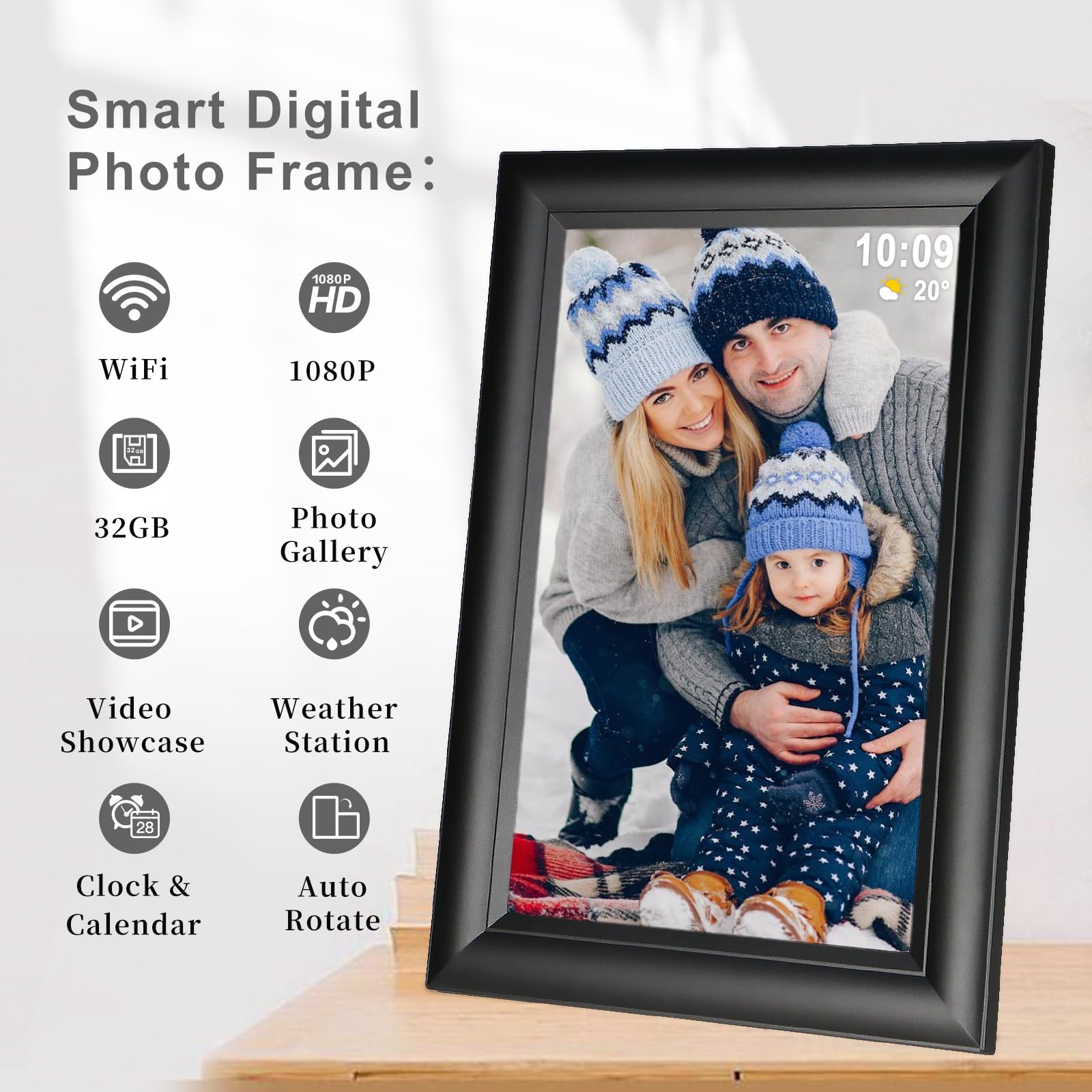Yamemo 32Gb Frameo Digital Frame Wifi Digital Picture Frames Load From Phone,Frameo 10.1 Inch Smart Wifi Digital Photo Frame,128