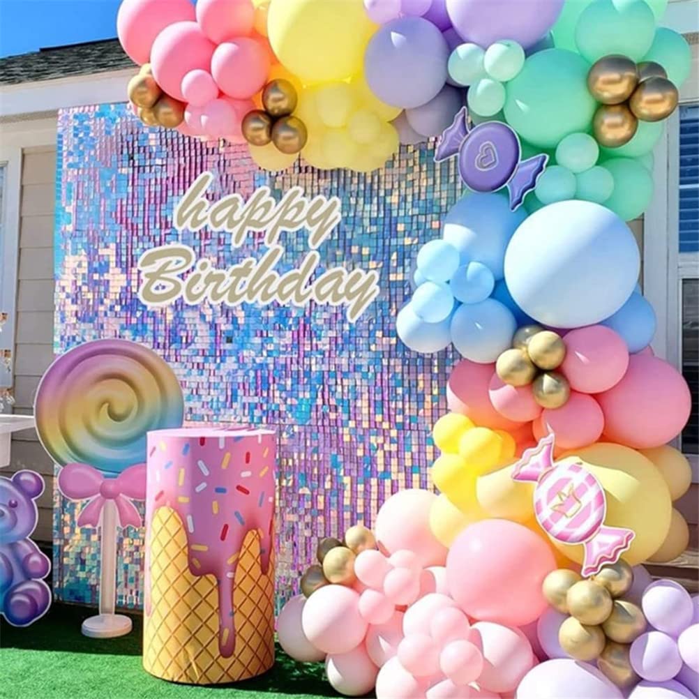 Shimmer Wall Backdrop Iridescent Panels Sequin Wall Panels Glitter 24 Panels Square Shimmer Backdrop Decorations For Birthday An