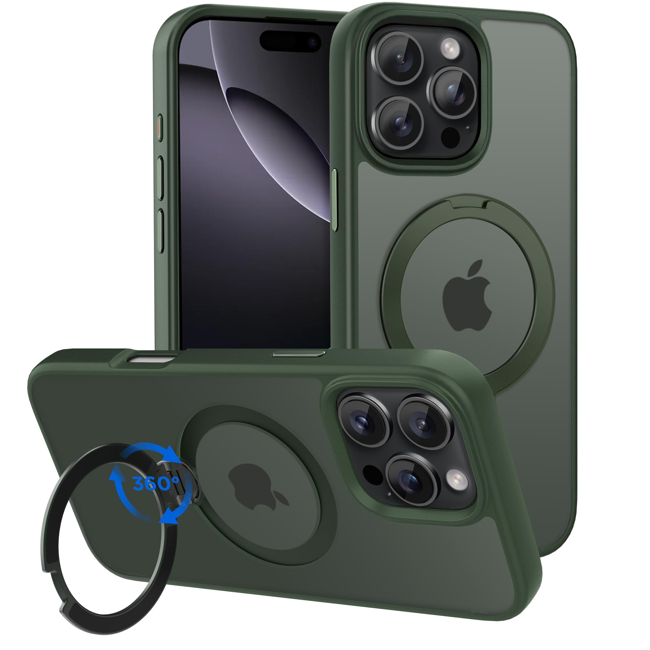 Cacoe Magnetic Case For Iphone 16 Pro Max 6.9 Inch With 360 Rotatable Ring Stand, Compatible With Magsafe Car Phone Mount, Cases