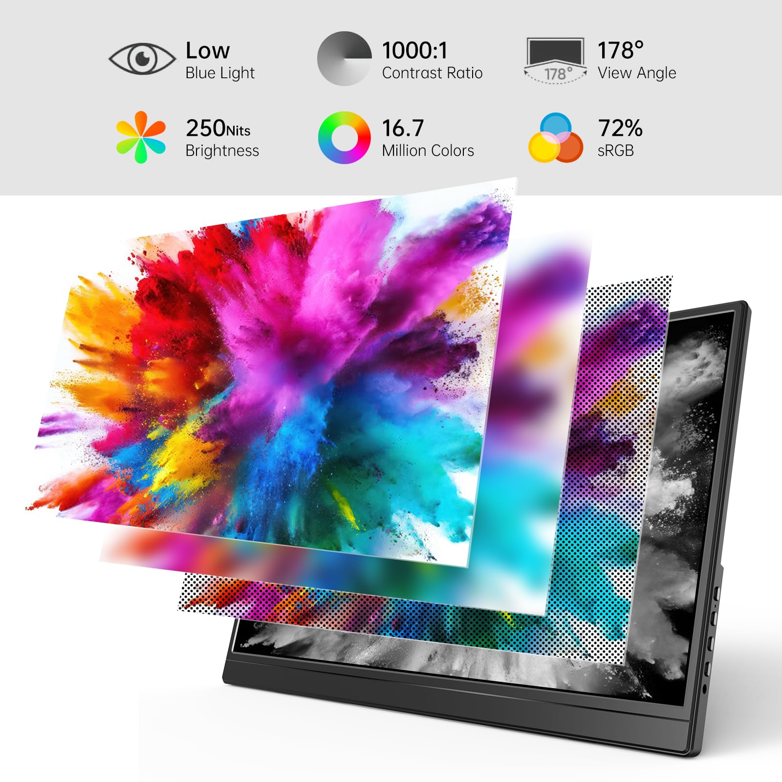 Yxk Portable Monitor 15.6 Inch 1080P Usb C Hdmi Ultra Slim Travel Monitor With Kickstand, For Laptop, Pc, Mac Phone, Ps, Xbox, S