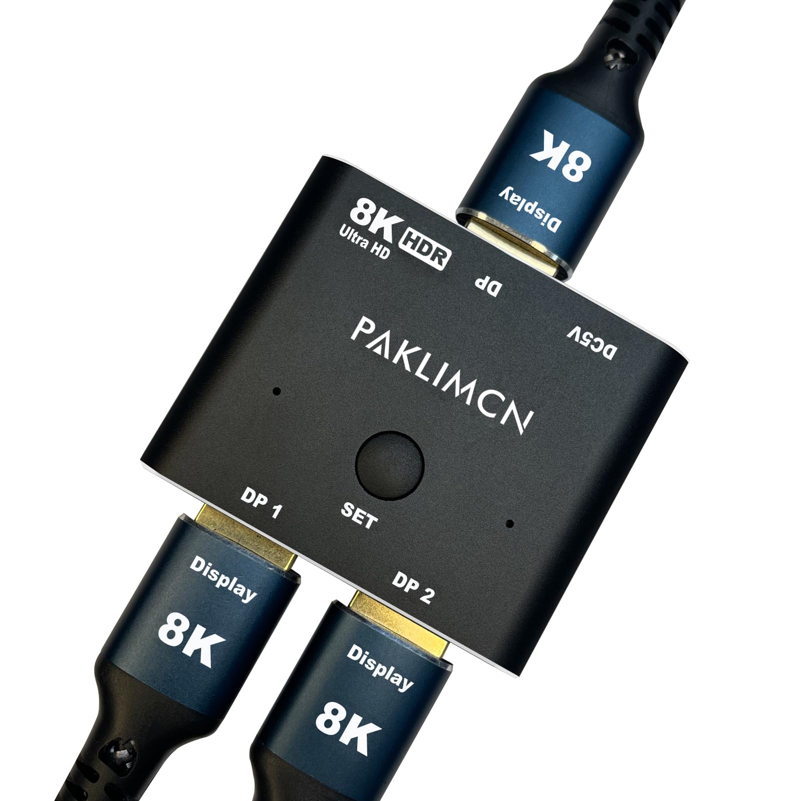 Displayport Switch 8K60Hz Display Port 1.4 Switcher Box Dp 4K@144Hz Bi Directional 2In1Out Switcher, 1 In 2 Out For Switching Vi