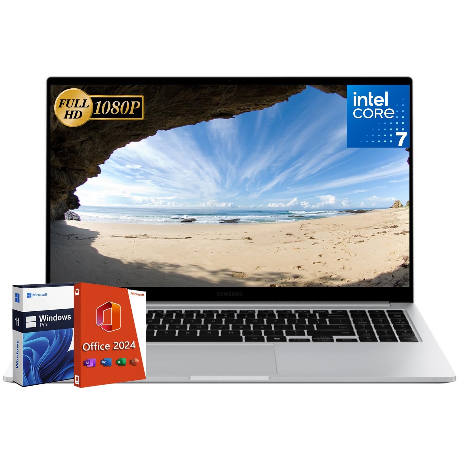 SAMSUNG Galaxy Book4 Business Laptop, Intel 10-Core 7-150U(Beats i7-1335U), 15.6 FHD Display, 16 GB RAM, 512 GB SSD, Backlit Key