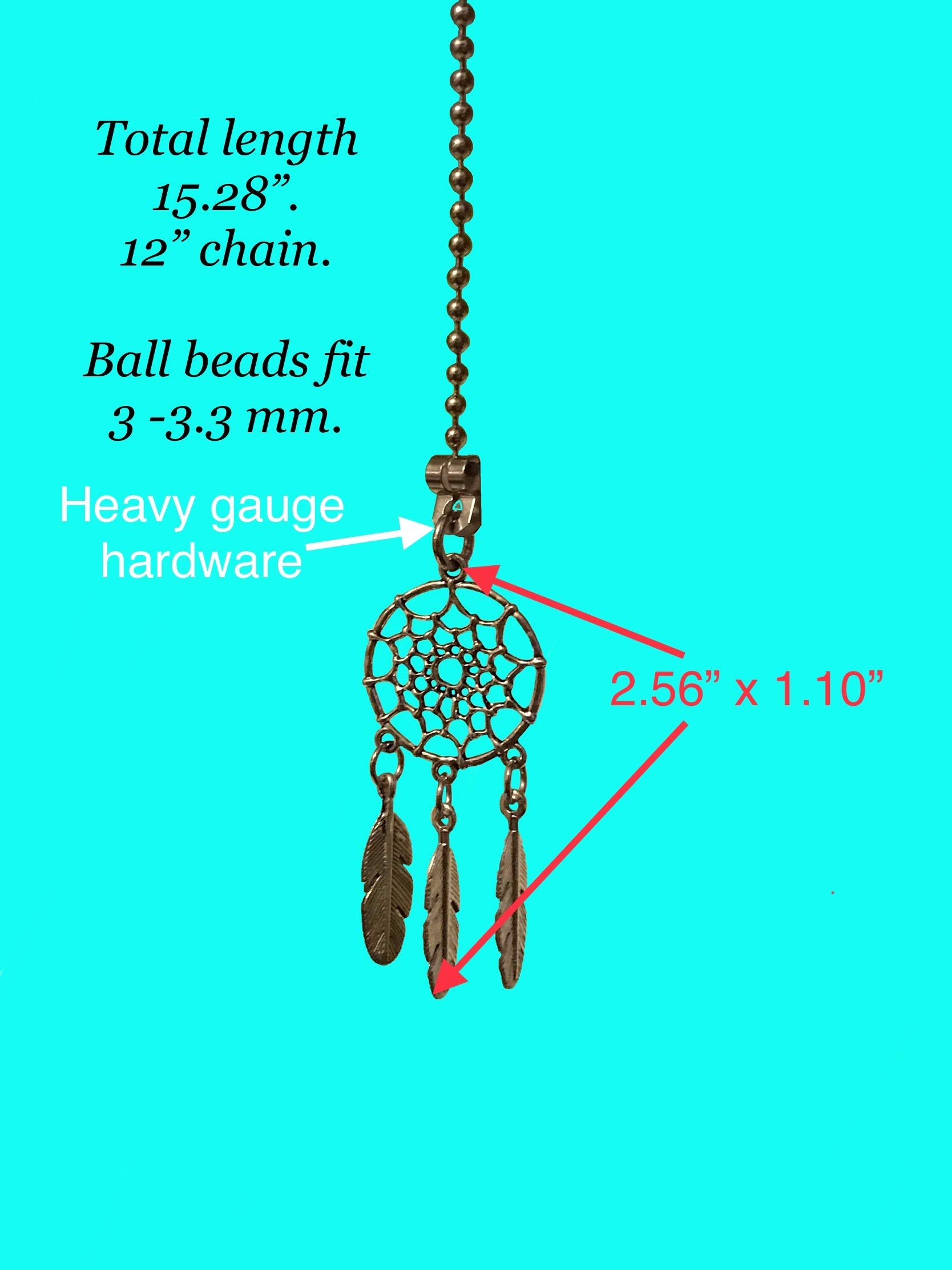 Dream Catcher Ceiling Light Fan Pull Chain Ornament Extender Silver