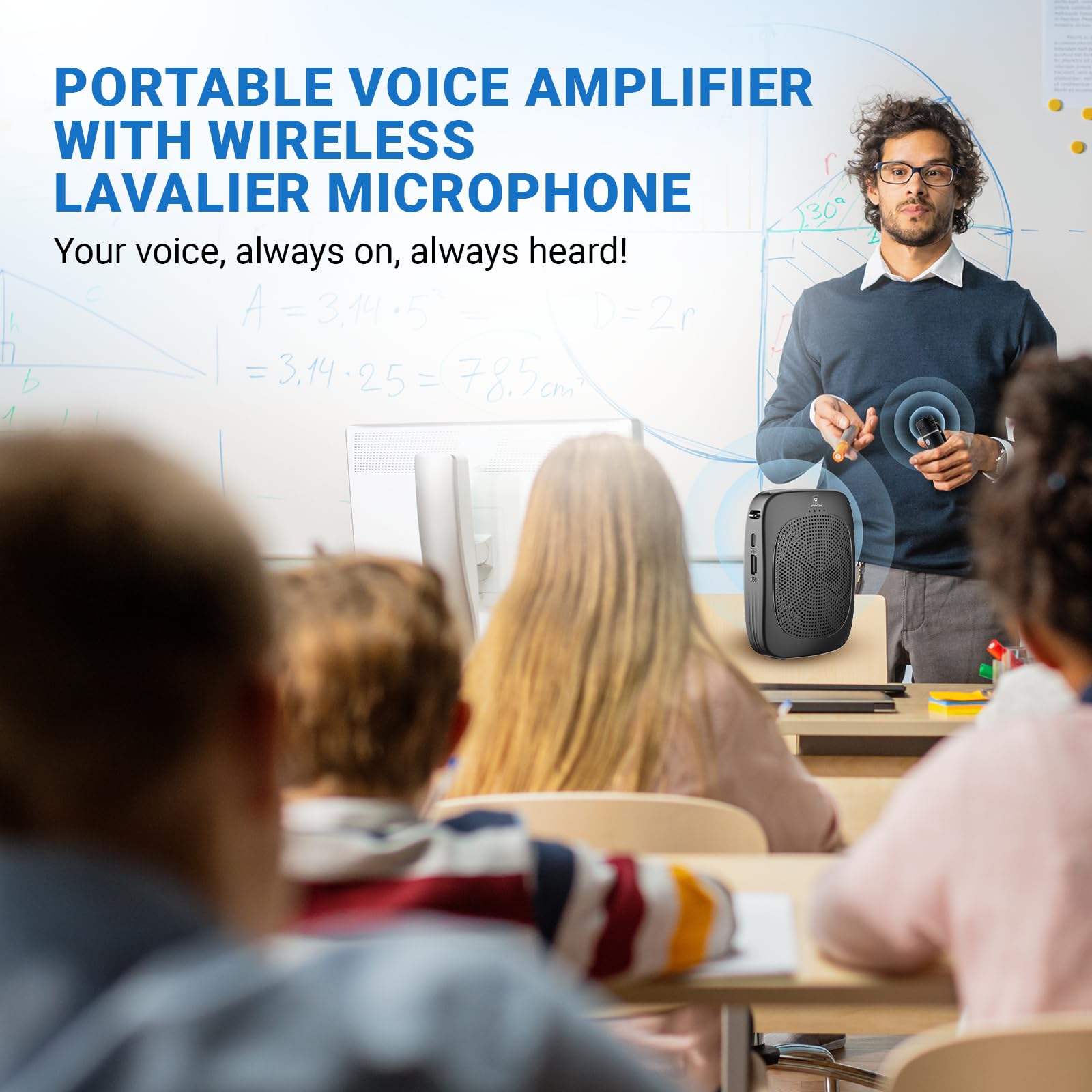 Bluetooth Voice Amplifier With Wireless Lavalier Lapel Microphone For Teachers, Portable Speaker Clip-On Microphone, Mini Megaph