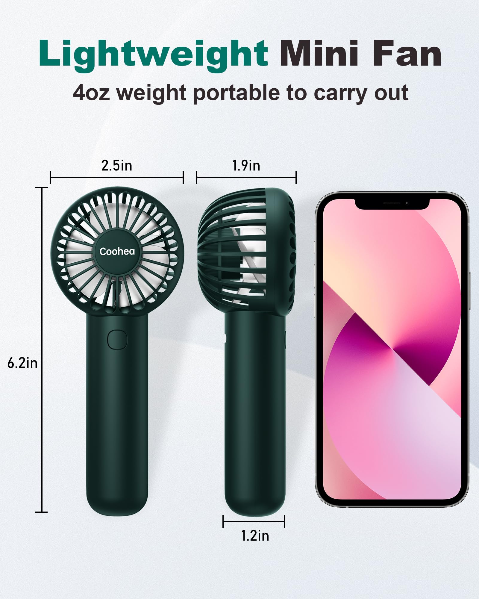 Coohea Handheld Fan Mini Portable Fan Rechargeable Battery Small Fan 3 Speeds Powerful Makeup Fan Usb Powered Fan With Base Lany
