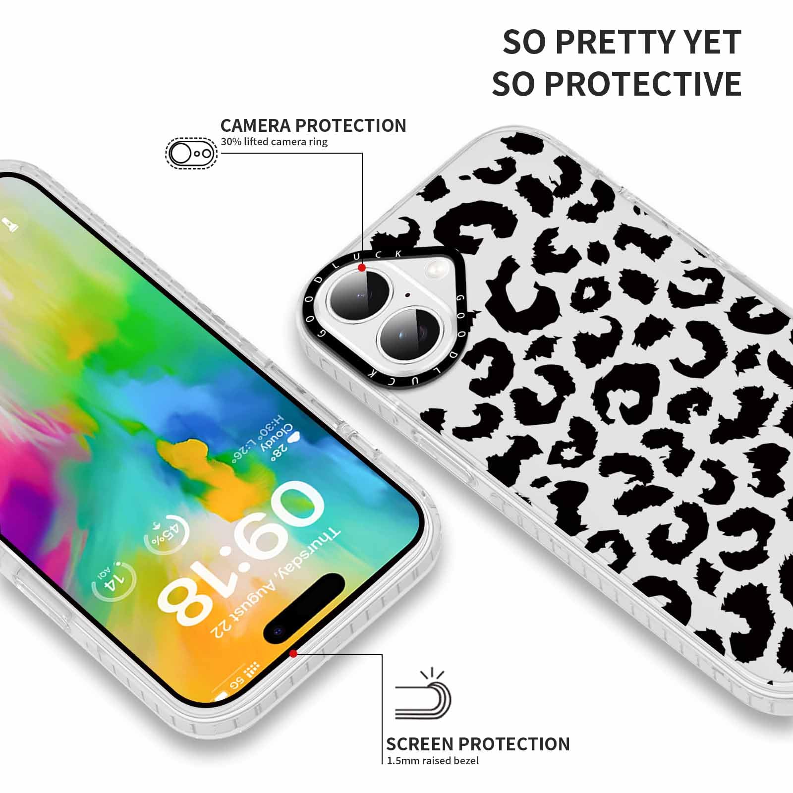 Rumdey 2 Pack Cute Clear Leopard Cases For Iphone 16 Plus 6.7'' Phone Case, Cheetah Print Design Cases Soft Silicone Slim Tpu Sh